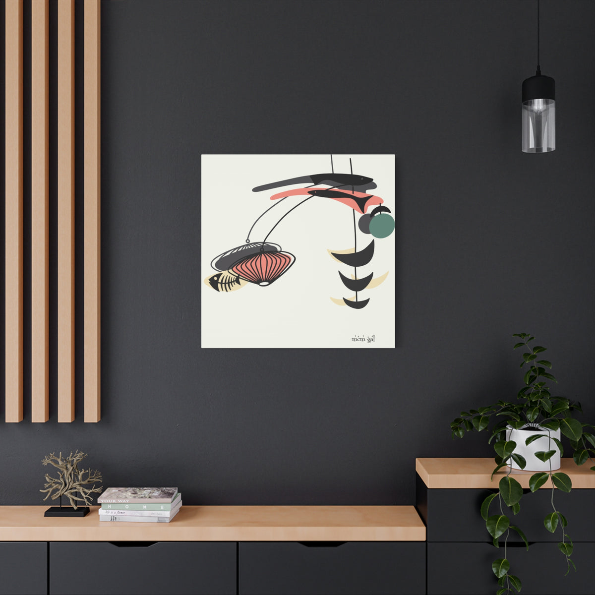 Mid Century Modern Fish Art, Modern Abstract Wall Art Canvas - Mid Century Modern Gal