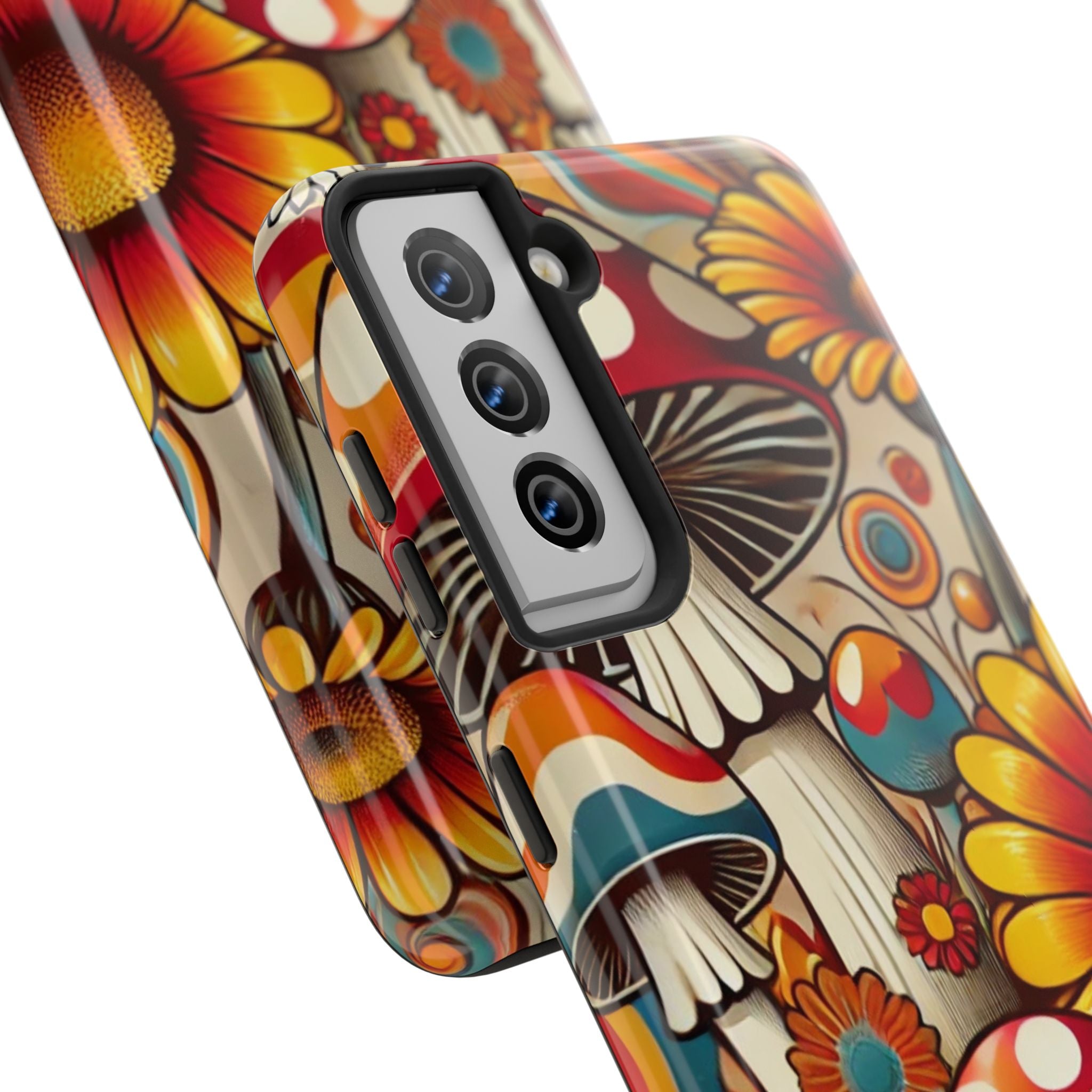 Bohemian Floral Mushroom Tough Phone Case - Trendy Protection for Nature Lovers