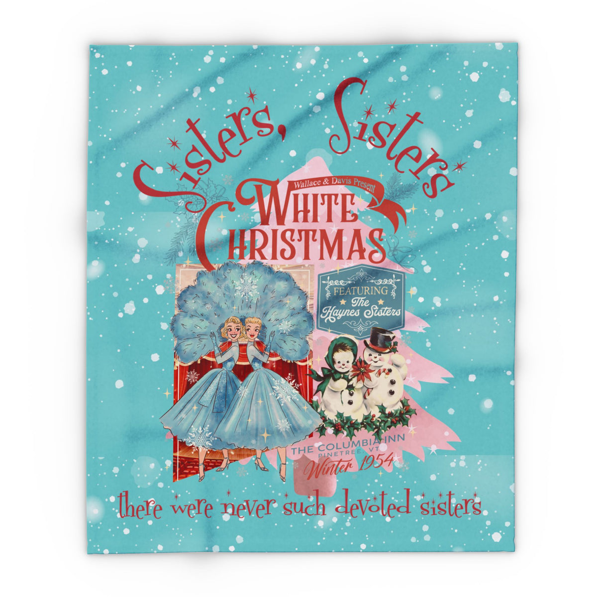 Sisters' Sisters White Christmas Arctic Fleece Blanket - Cozy Holiday Décor - Mid Century Modern Gal