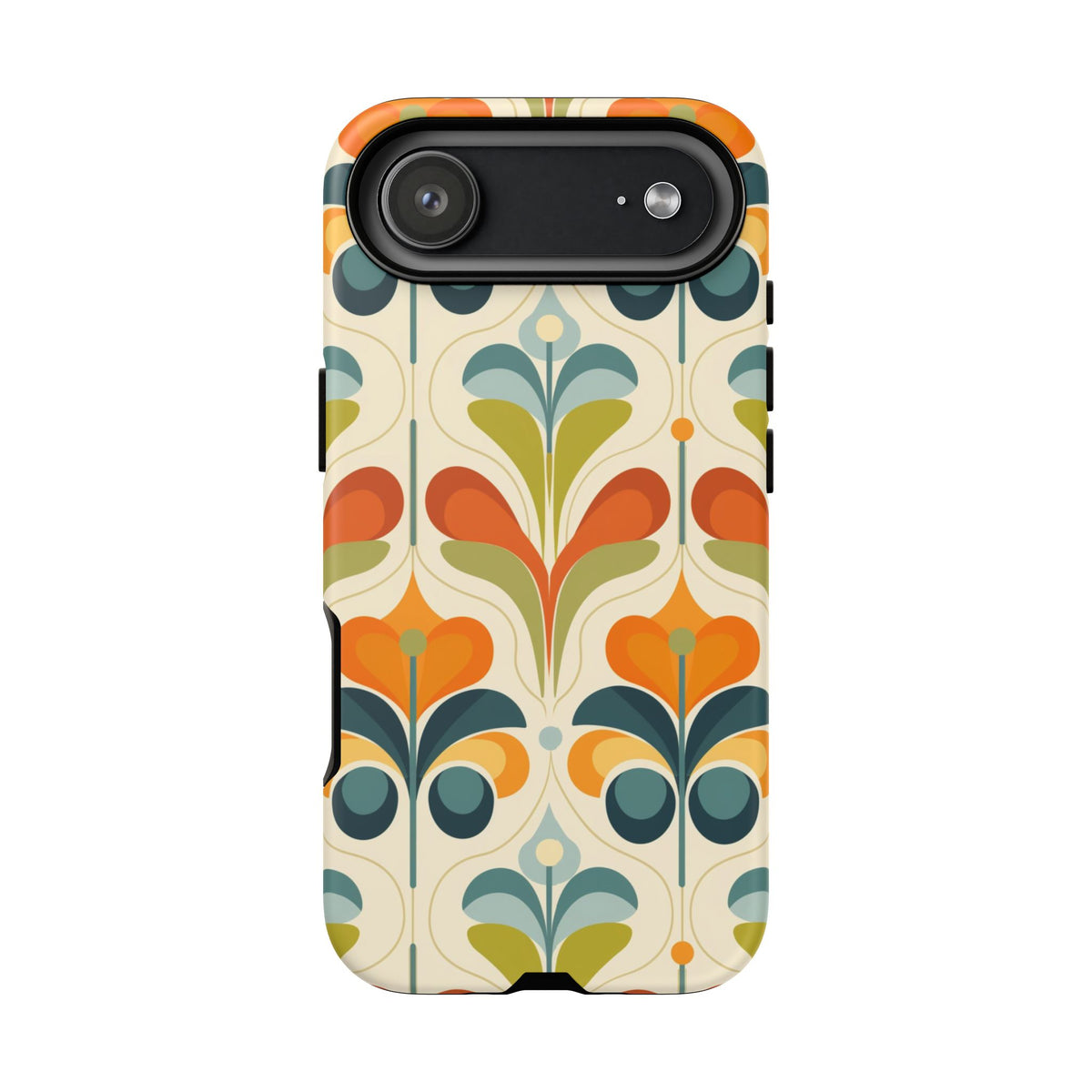 Mid Century Modern Scandinavian Floral, Orange Blue Green Tough Phone Case