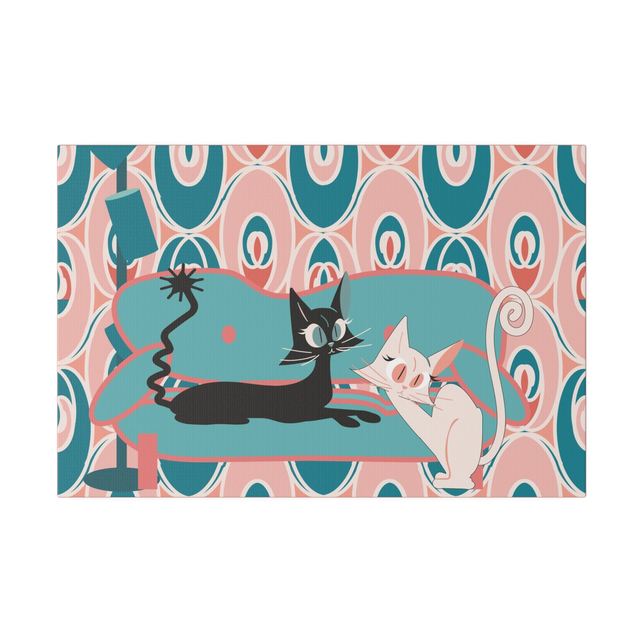Atomic Cat Wall Art, Teak, Pink, Mid Century Modern Wall Art - Mid Century Modern Gal