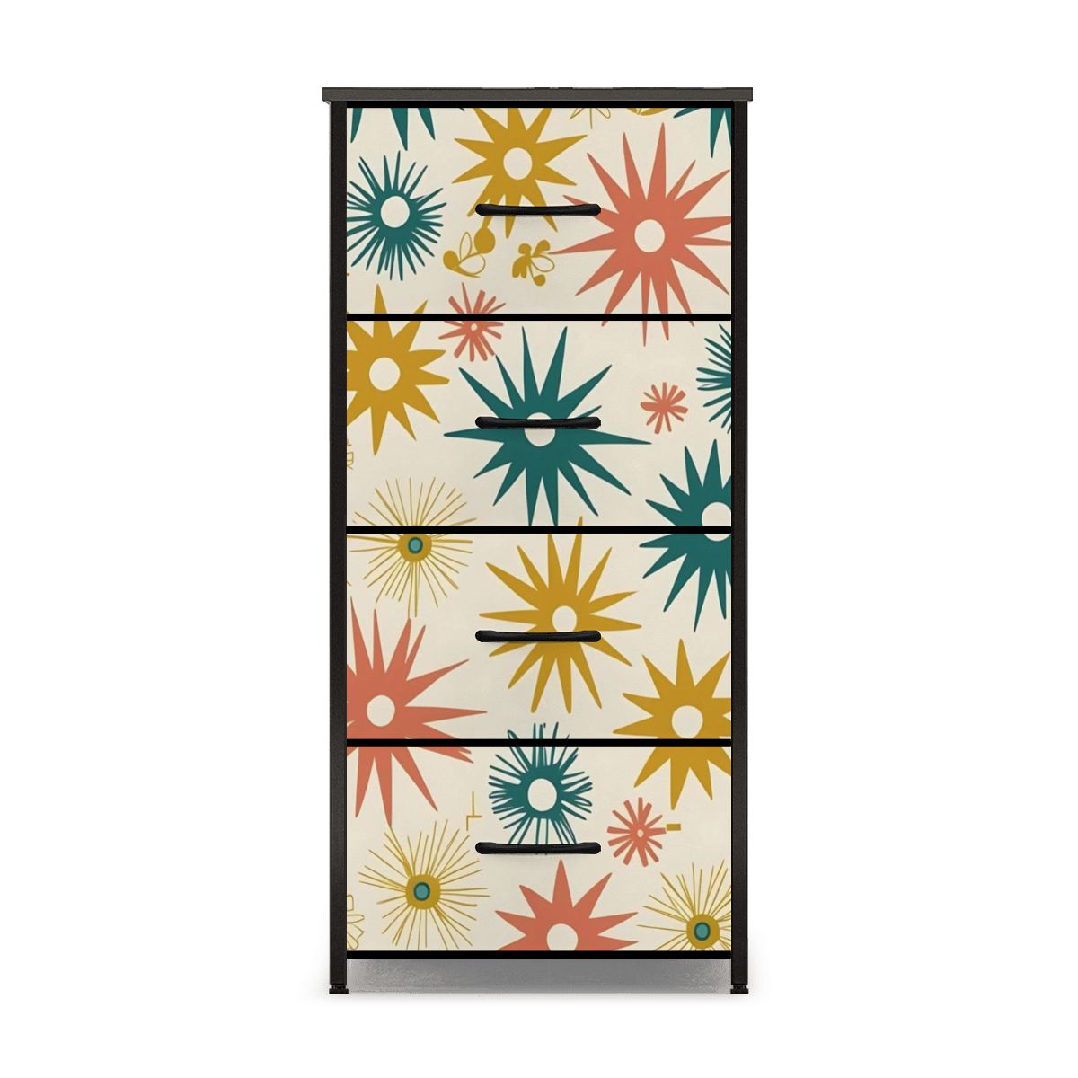 Atomic Starbursts Mid Century Modern Retro 4-Drawer Dresser - Mid Century Modern Gal