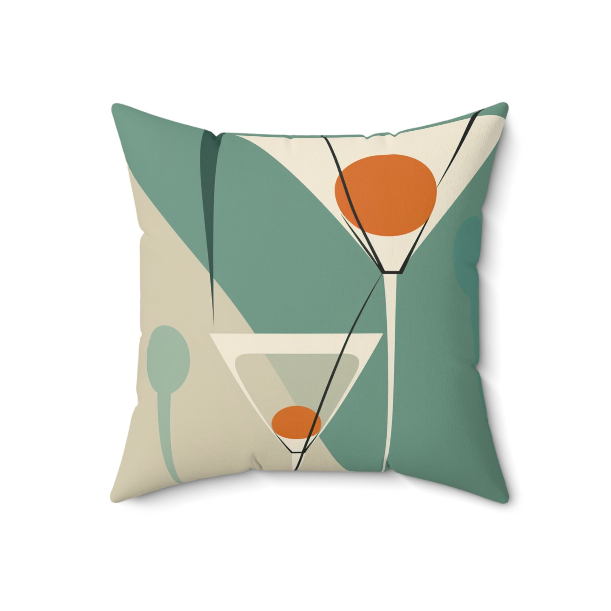 Modern Martini Decor Pillow - Stylish Spun Polyester Square Cushion for Home - Mid Century Modern Gal