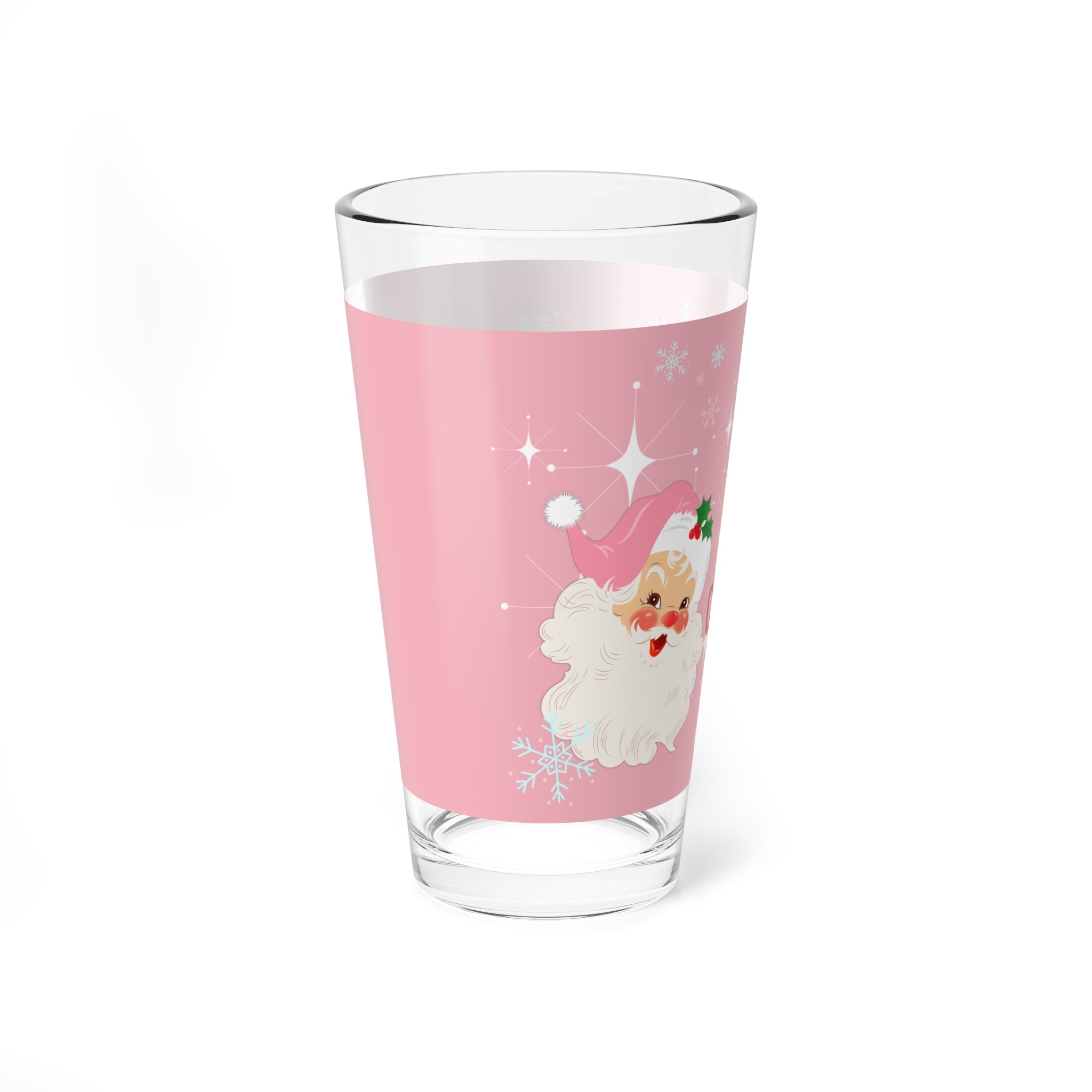Vintage Santa, Smiling Santa Mid Century Modern Drinkware Glass - Mid Century Modern Gal