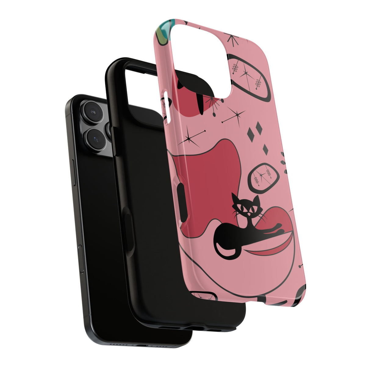 Atomic Cat, Pink Mid Century Modern, Egg Chair, Space Cat Tough Phone Case