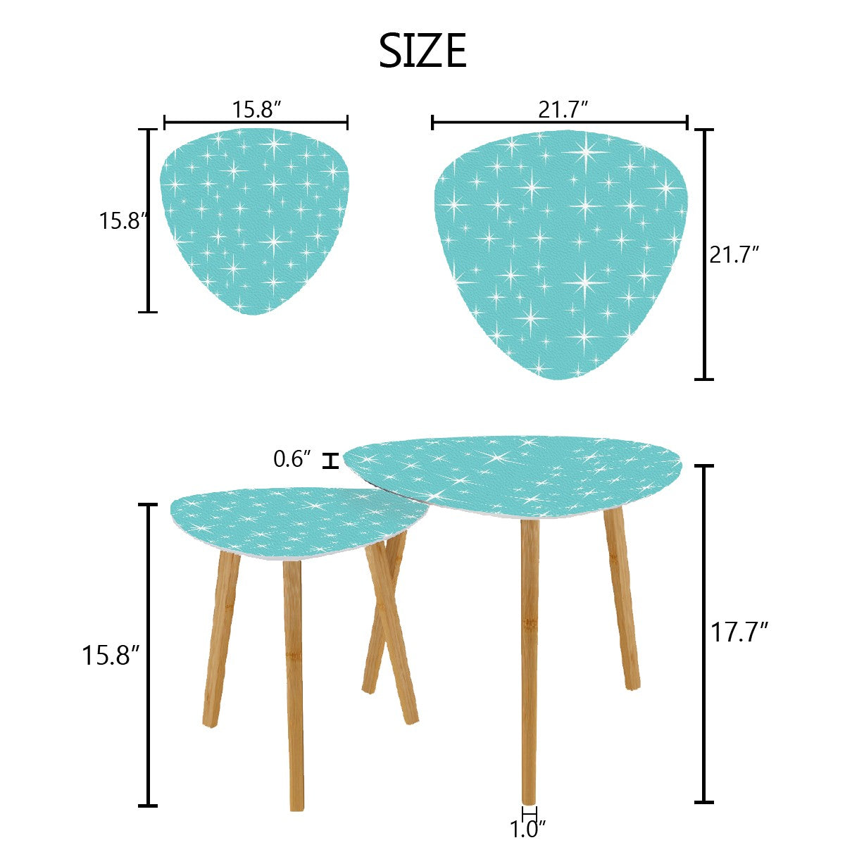 Mid Century Modern Nesting Tables, Aqua White Starburst MCM Furniture - Mid Century Modern Gal