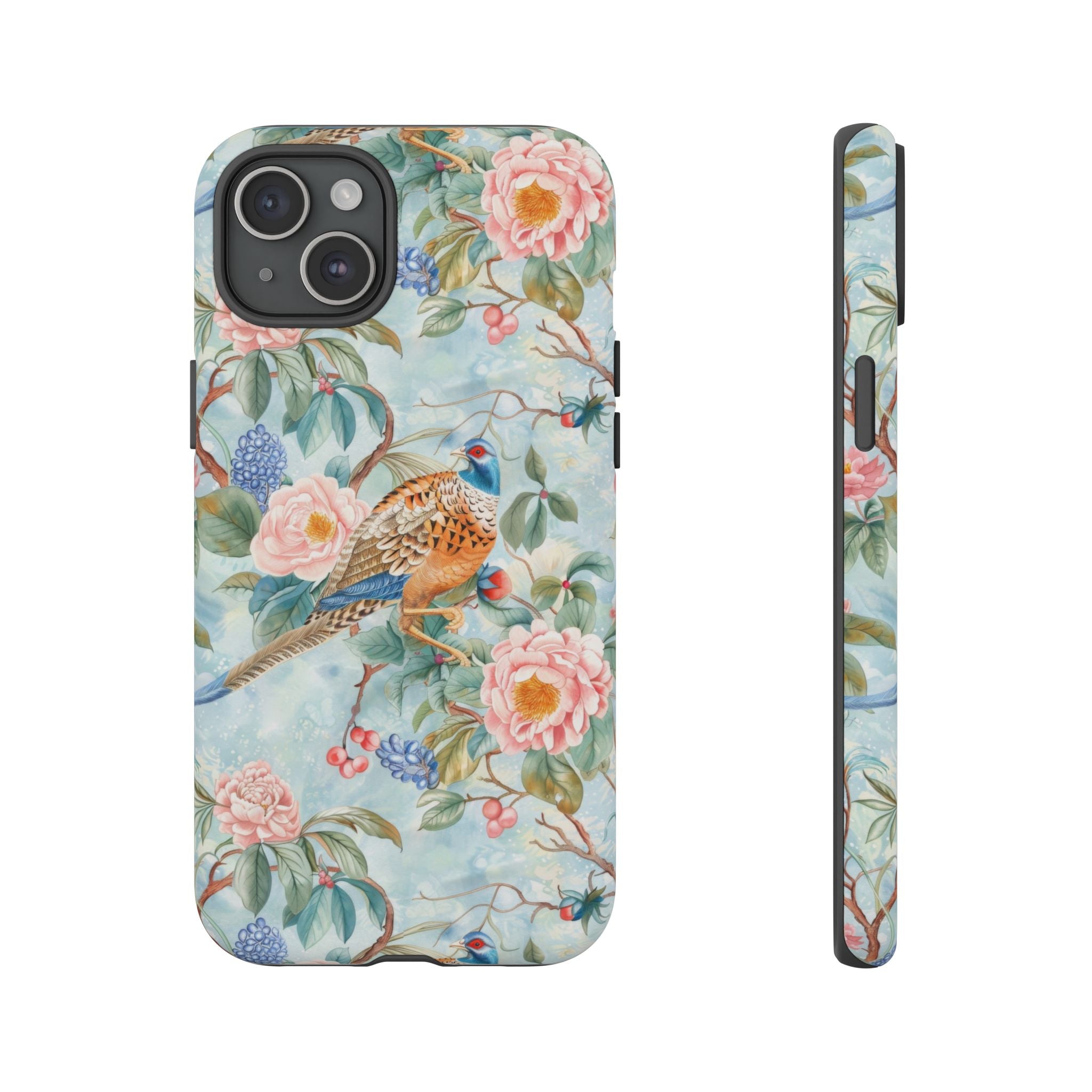 Chinoiserie Designed Floral Pheasant Phone Case with Bird Design - Mid Century Modern Gal