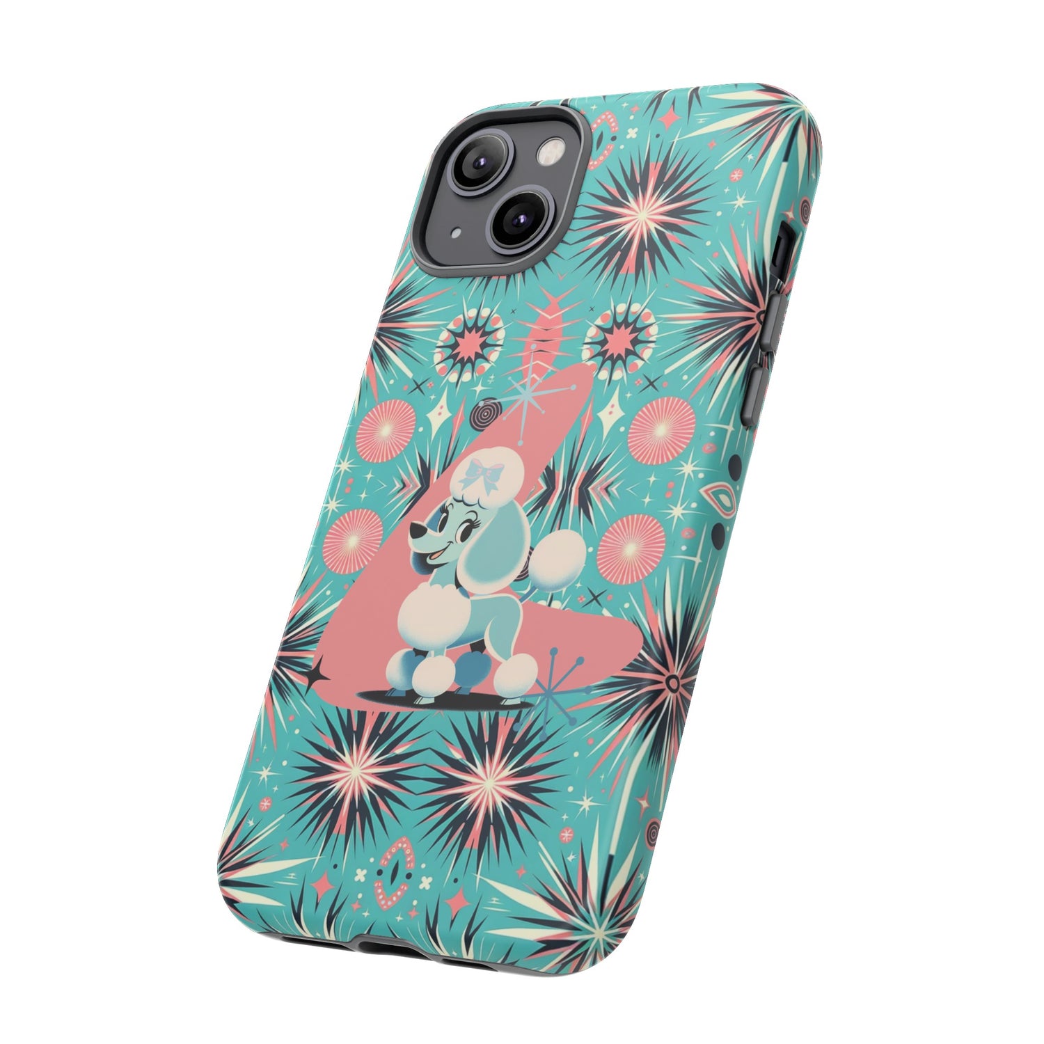1950s Mid Century Modern Atomic Pink, Poodle Retro Smart Phone Tough Cases