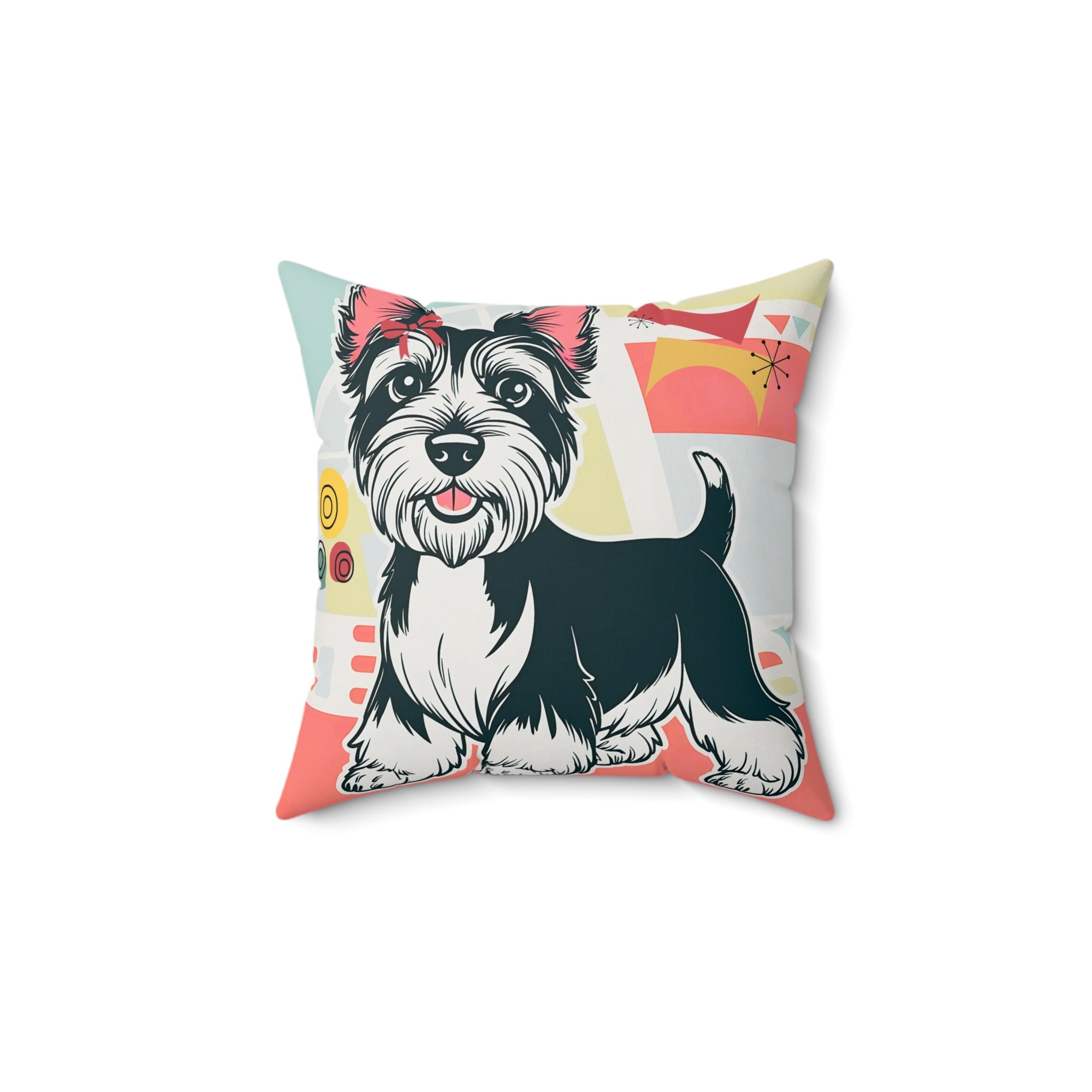 Scottish Terrier Retro Dog, Cute Dog Graphic Pillow - Cozy Pet Lover Decor - Mid Century Modern Gal