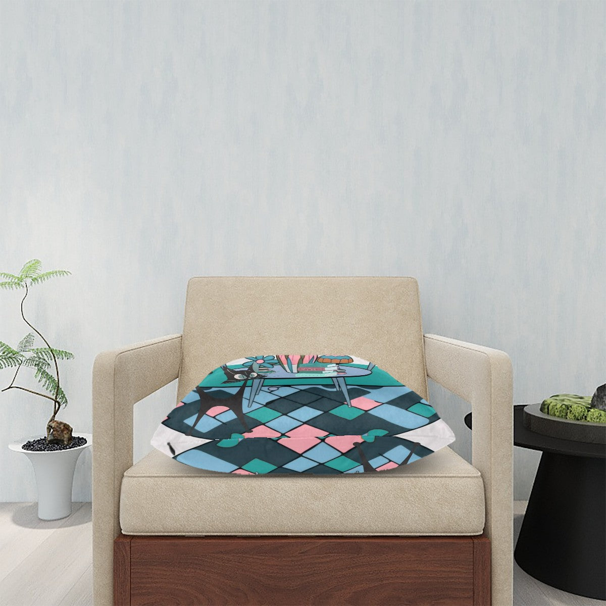 Mid Century Modern Atomic Cats, Kitschy Mod Livingroom Pillow Covers - Mid Century Modern Gal