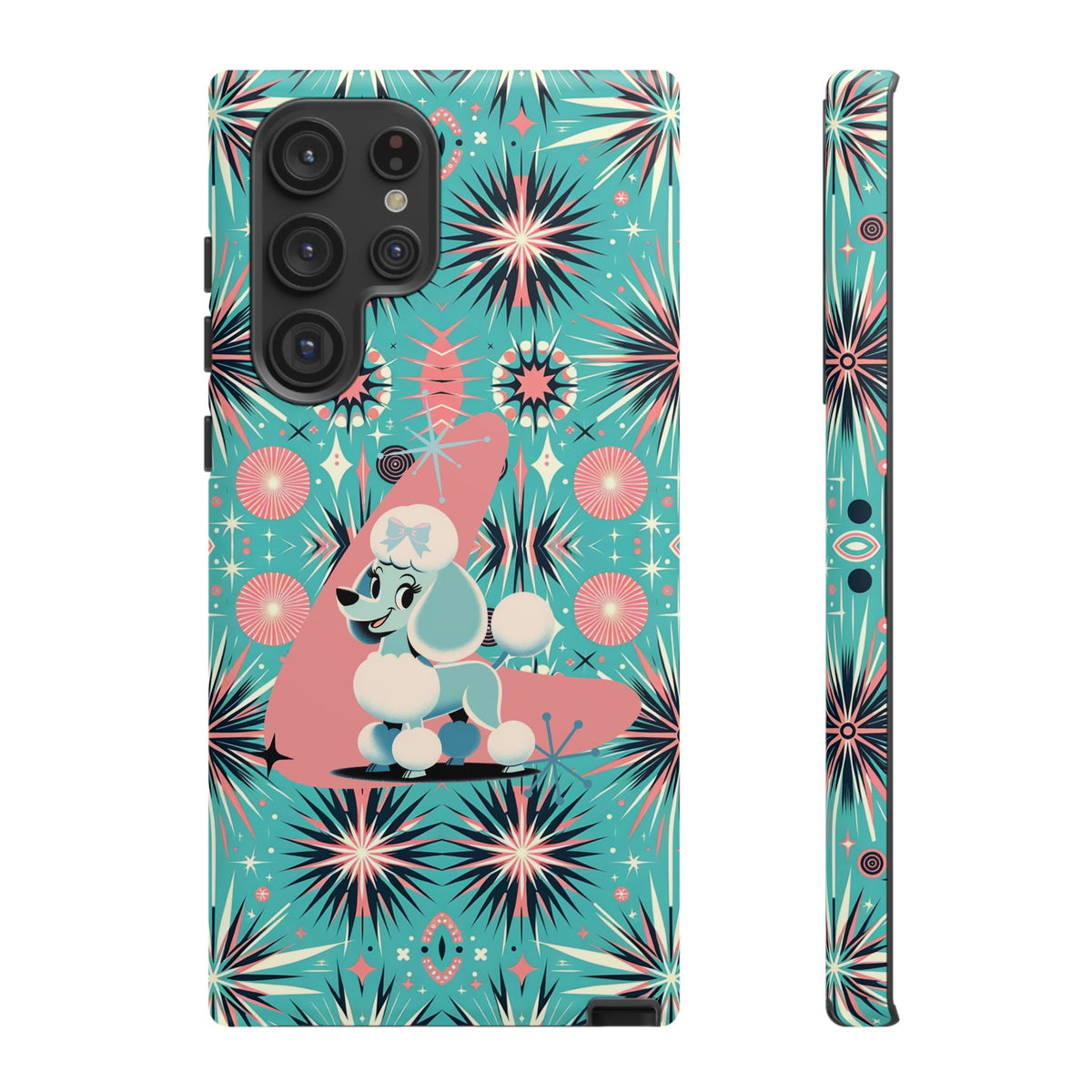 1950s Mid Century Modern Atomic Pink, Poodle Retro Smart Phone Tough Cases