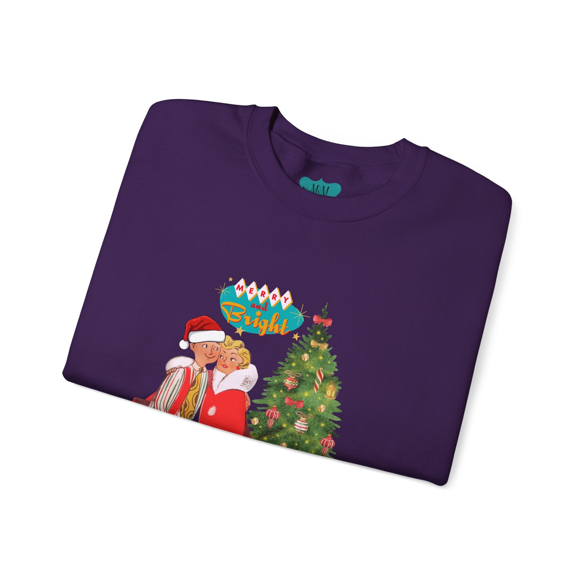 Festive Merry & Bright Crewneck Sweatshirt for Holiday Cheer - Mid Century Modern Gal