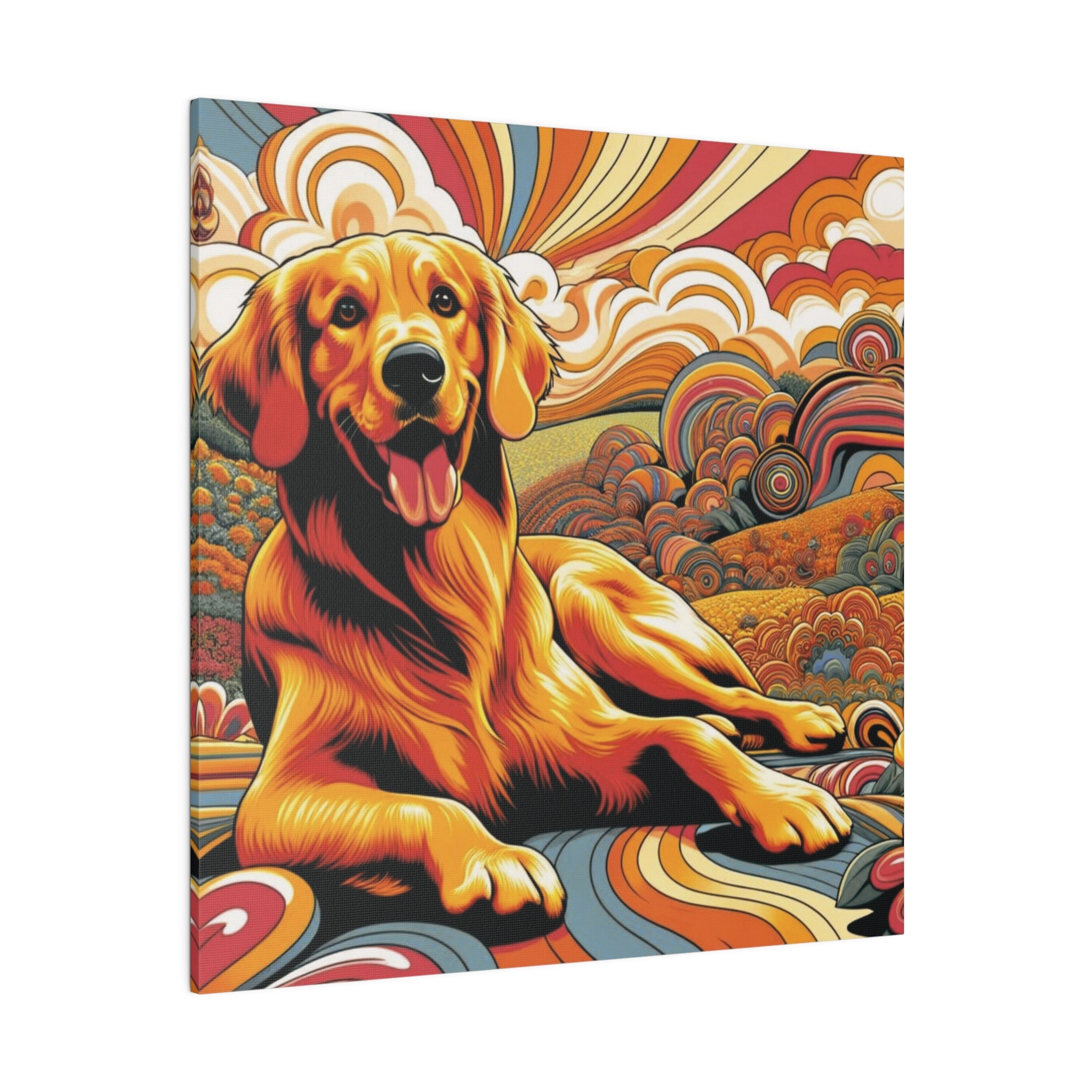 Golden Retriever Gift, Retro Wall Art, Groovy Hipster Style Mod, Golden Mom Dog Lover Wall Art - Mid Century Modern Gal