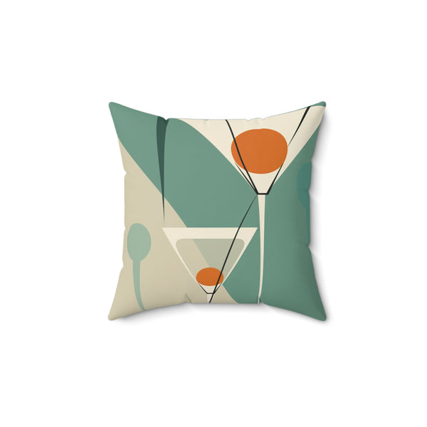 Modern Martini Decor Pillow - Stylish Spun Polyester Square Cushion for Home