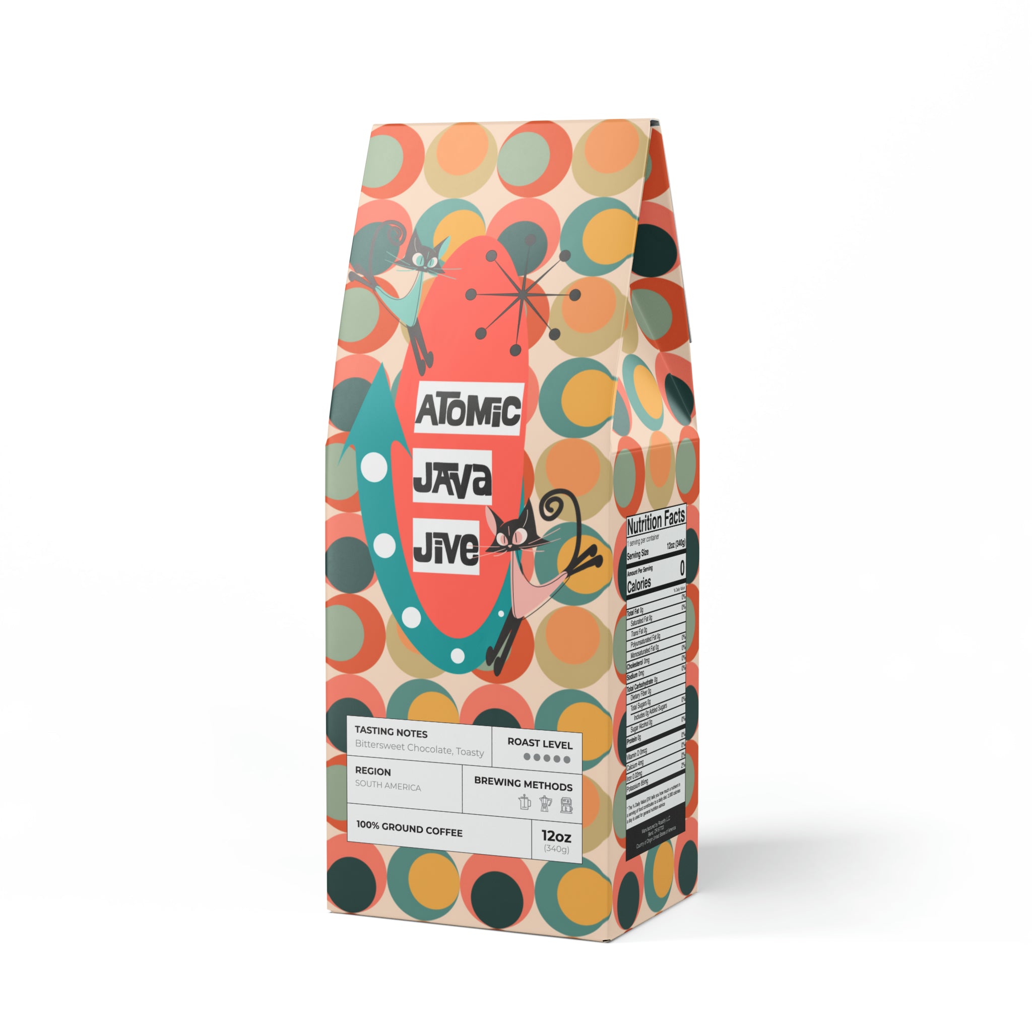 Atomic Java Jive Coffee Beans Or Ground Roast, Bitterroot Coffee Blend (Dark French Roast) By Mid Century Modern Gal - Mid Century Modern Gal