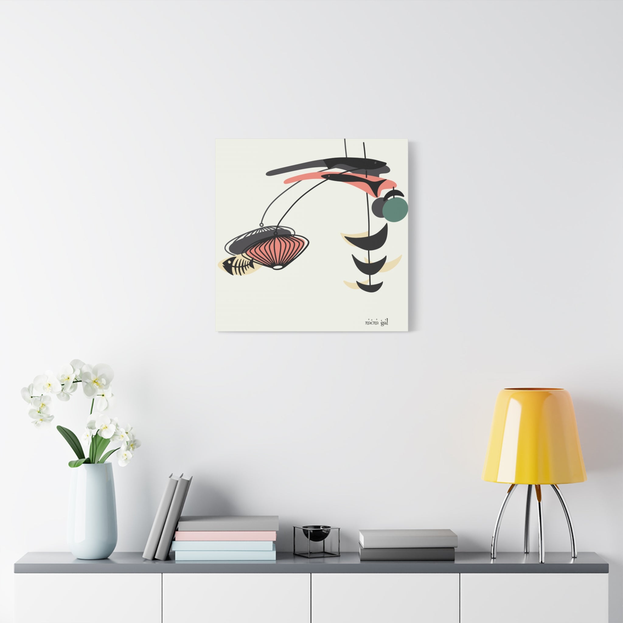 Mid Century Modern Fish Art, Modern Abstract Wall Art Canvas - Mid Century Modern Gal