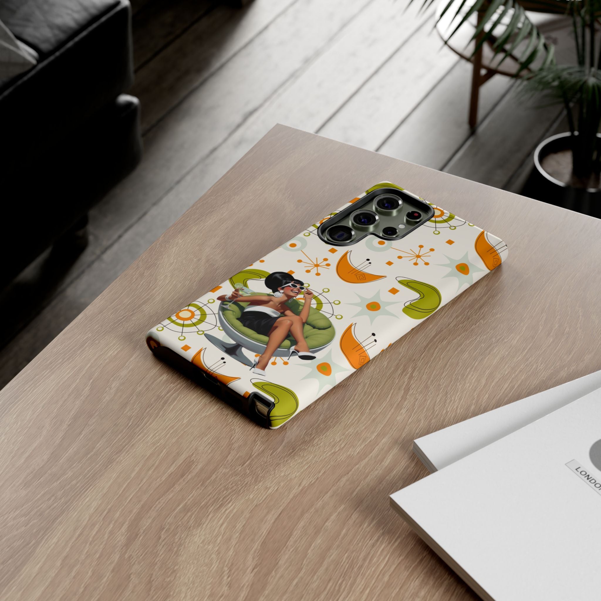 Mid Century Modern Atomic Starburst Mid Mod 60s Gal Retro Chic Tough Phone Case with Vintage Glamour Design