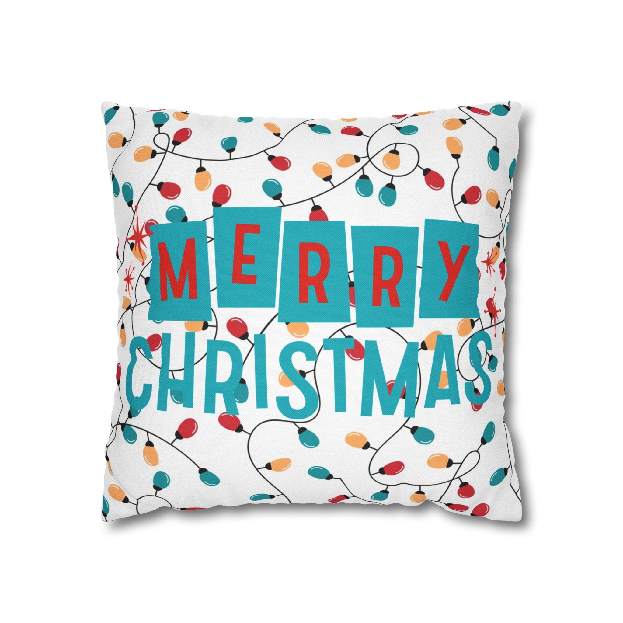 Merry Christmas Pillowcase, Cozy Home Decor, Holiday Gift, Festive Cushion Cover, Christmas Decor, Winter Vibes - Mid Century Modern Gal