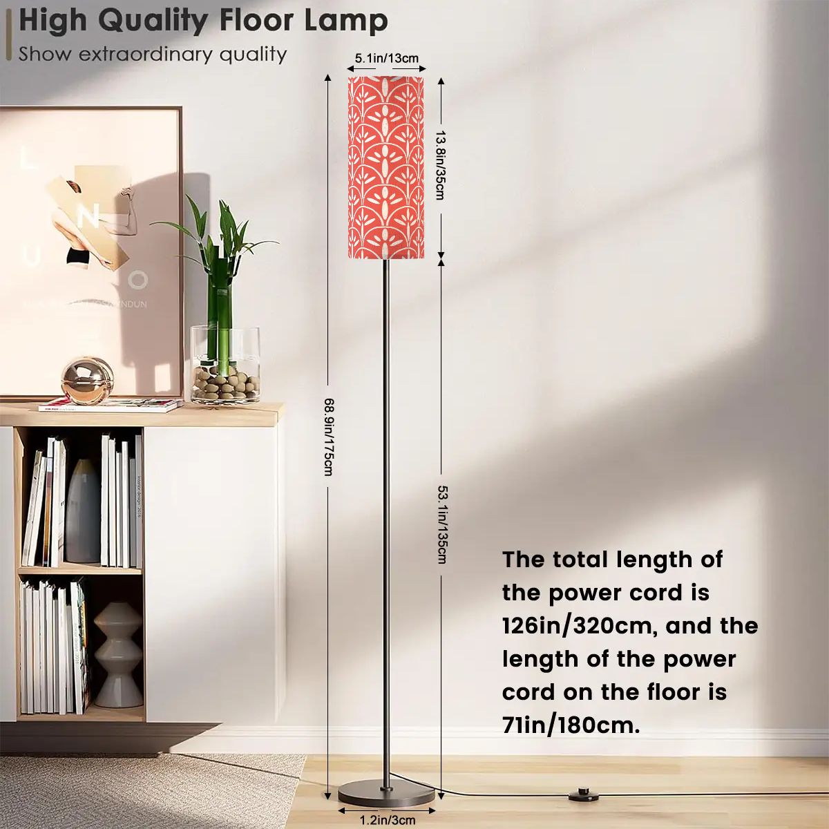 Art Deco Colorful Abstract Floor Lamp | Coral And White Mid Century Modern Lighting - Mid Century Modern Gal
