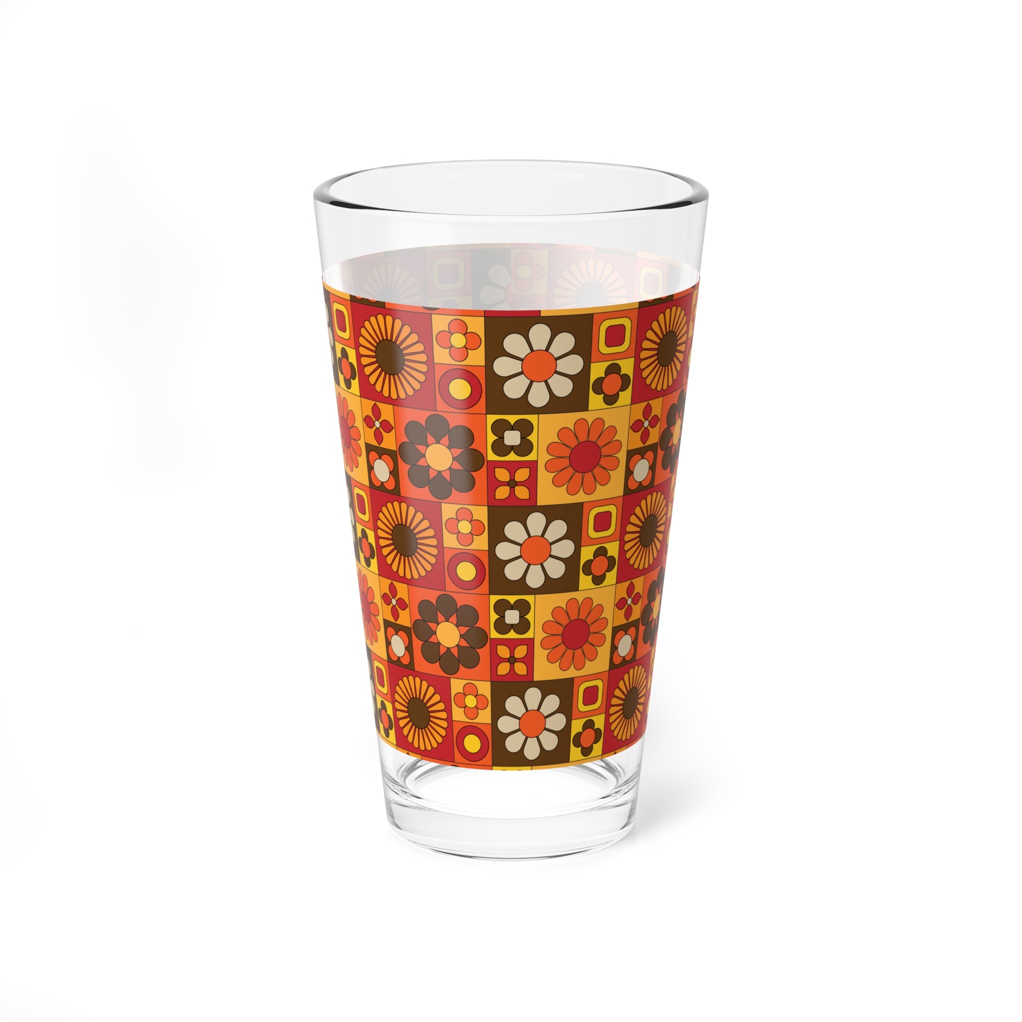 Retro 60s Flower Power Floral Mixing Glass -Vintage Style Drinkware - Mid Century Modern Gal