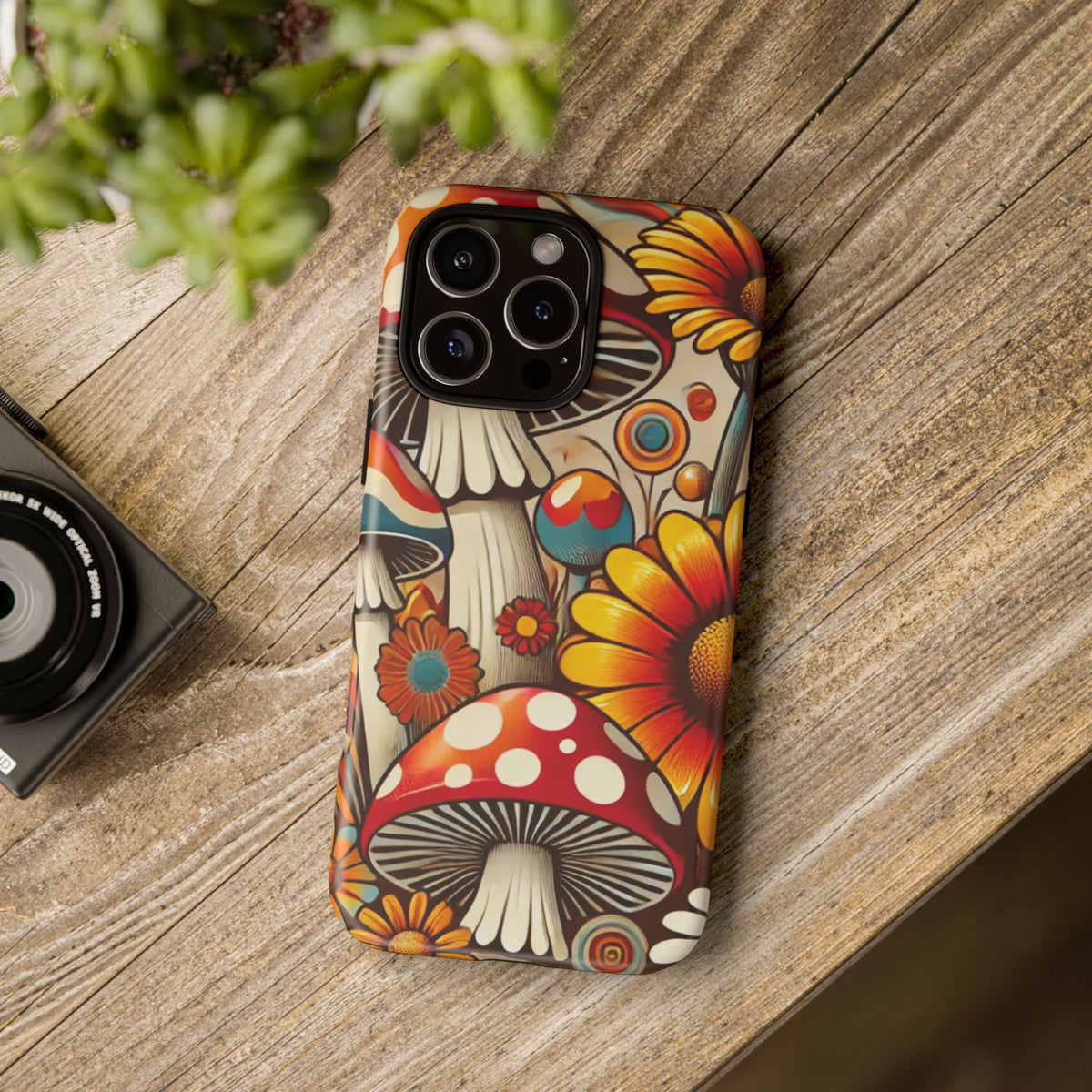 Colorful Mushroom Flower Phone Case - Boho Chic Design