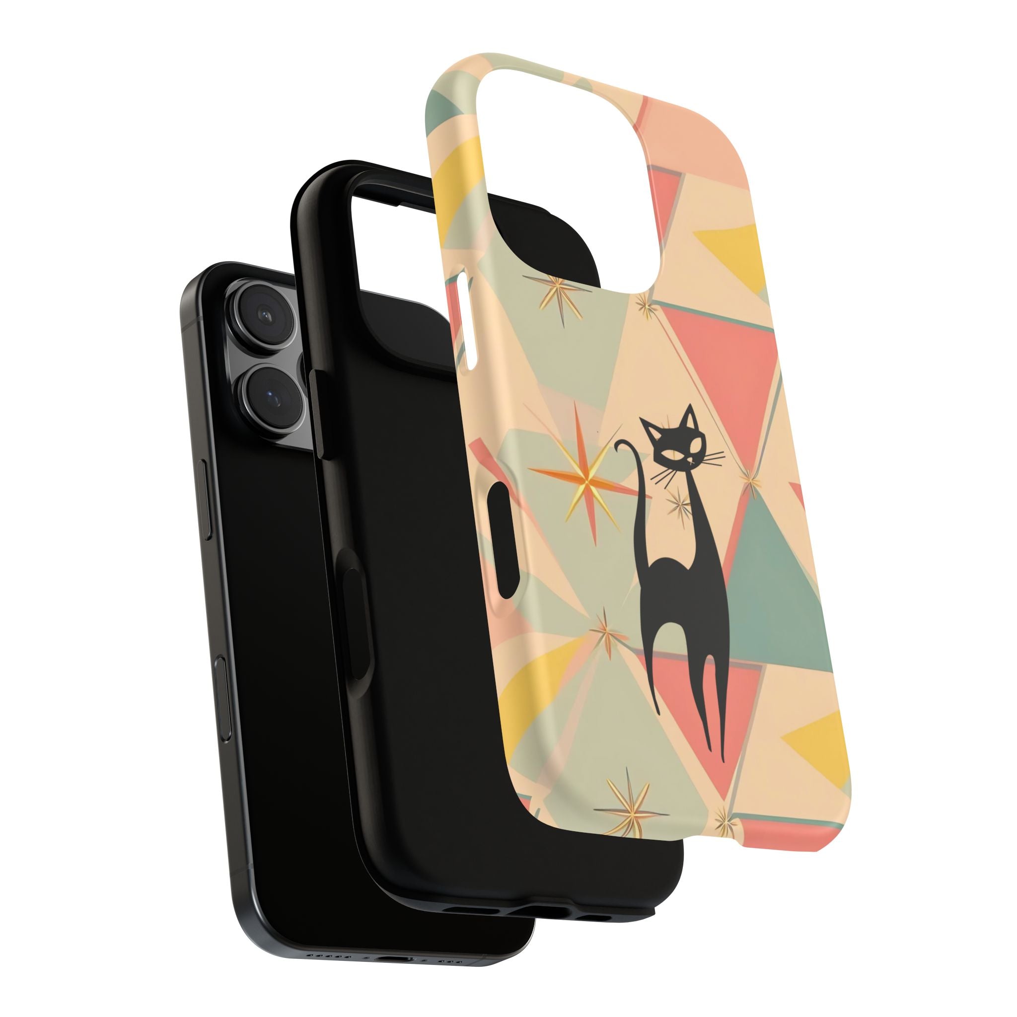 Atomic Cat Mid Mod Retro Cat Phone Case | Tough Cases with Vintage Vibe | Ideal for Cat Lovers