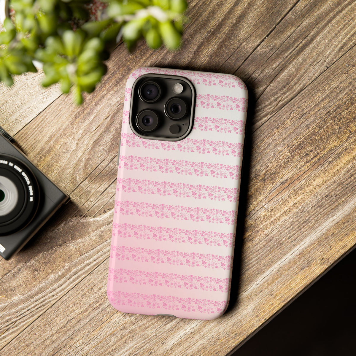 Pink Pyrex Gooseberry Striped Phone Case, Stylish Phone Cover, Tough Protective Case, Cute Cell Phone Case, Trending Gift for Her