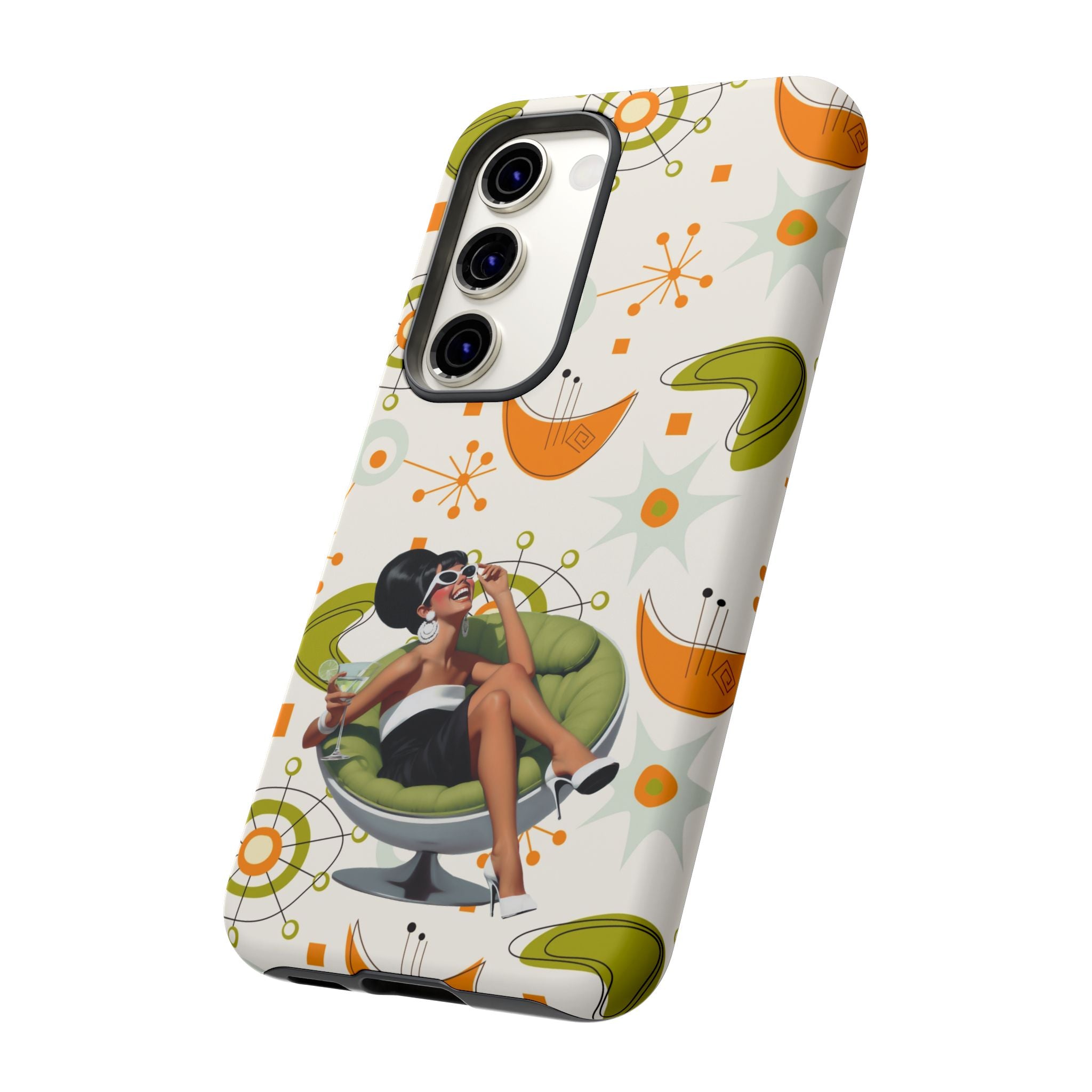 Mid Century Modern Atomic Starburst Mid Mod 60s Gal Retro Chic Tough Phone Case with Vintage Glamour Design