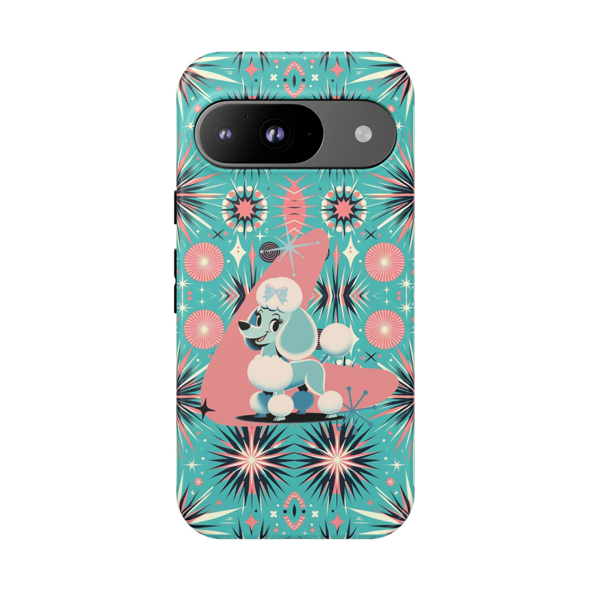 1950s Mid Century Modern Atomic Pink, Poodle Retro Smart Phone Tough Cases
