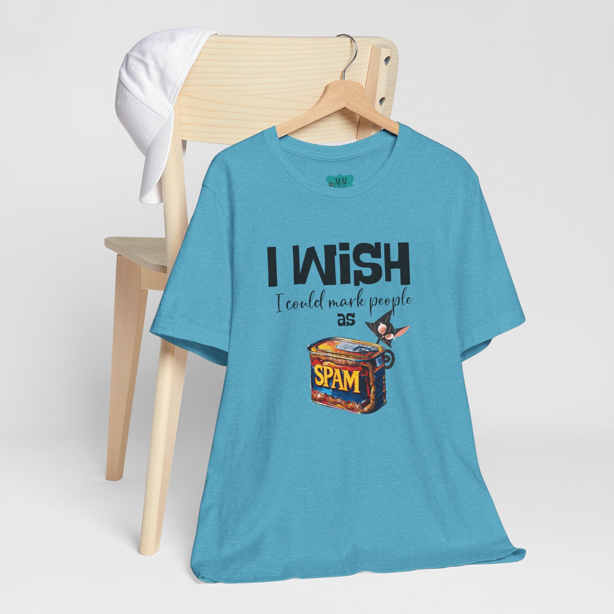 Funny Atomic Cat Mid Mod Retro Tee, I wish I could Mark People As Spam Unisex Jersey Short Sleeve Tee - Mid Century Modern Gal