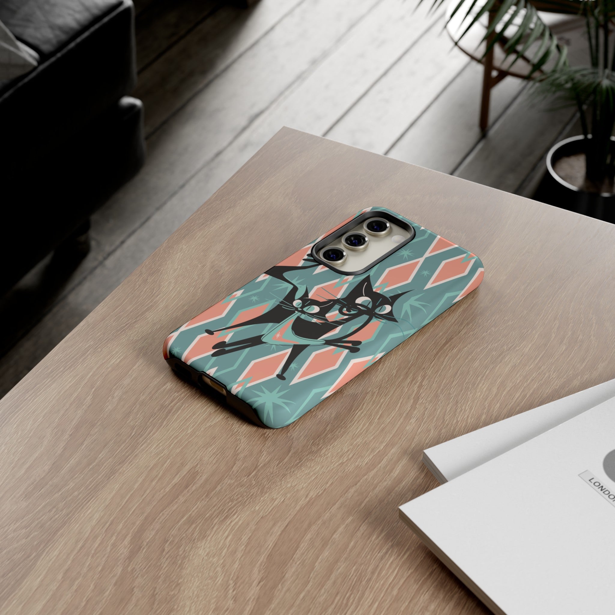Mid Mod Atomic Cat Kitschy Retro Chic Samsung, Smart Phone Tough Cases - Mid Century Modern Gal
