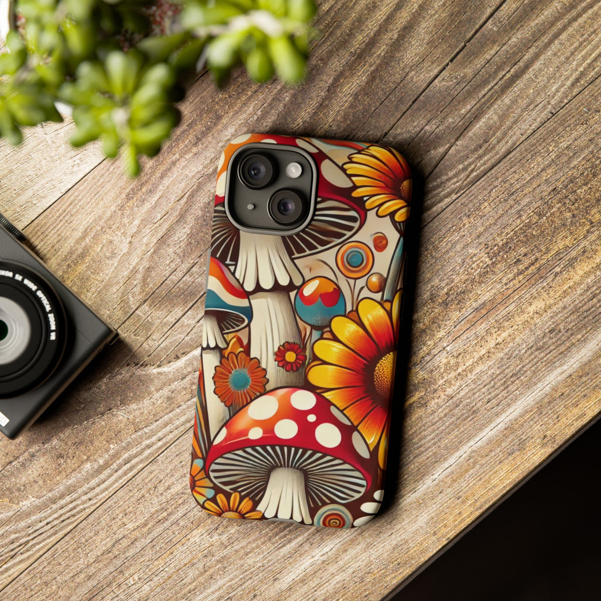 Colorful Mushroom Flower Phone Case - Boho Chic Design
