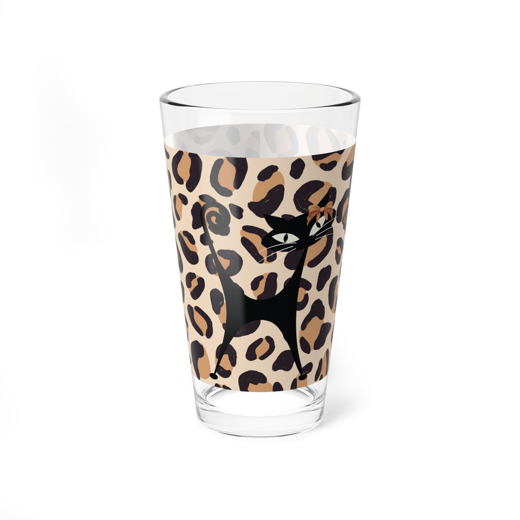 Atomic Cats 50s Mid Century Modern Barware, Kitschy Fun Leopard Print Glass - Mid Century Modern Gal