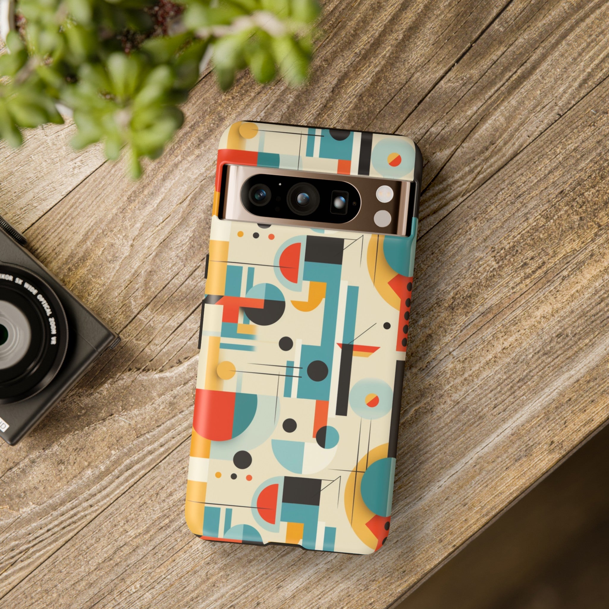 Bauhaus Designed Mid Mod Geometric Groovy Smart Phone, iPhone, Samsung Compatible Tough Cases