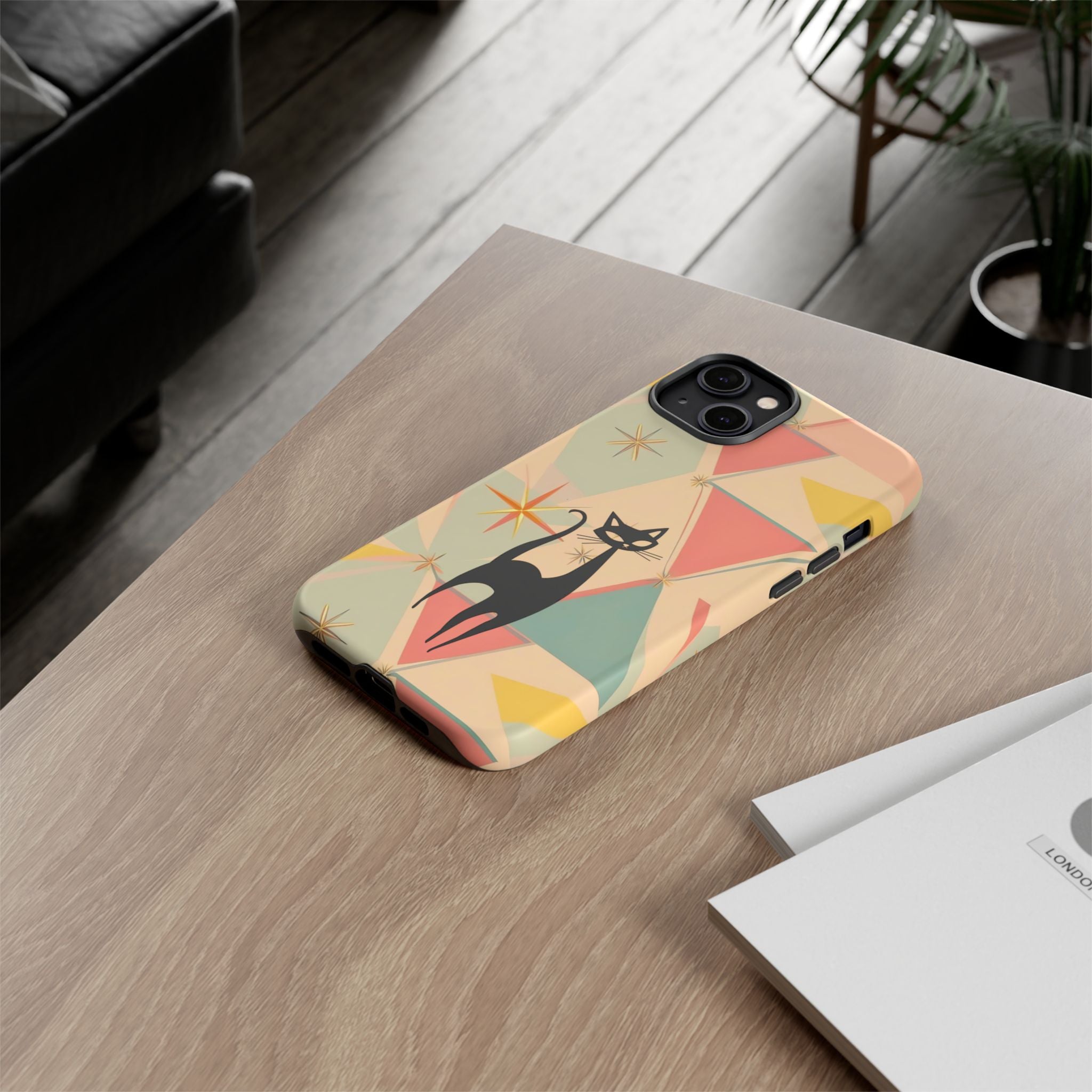 Atomic Cat Mid Mod Retro Cat Phone Case | Tough Cases with Vintage Vibe | Ideal for Cat Lovers
