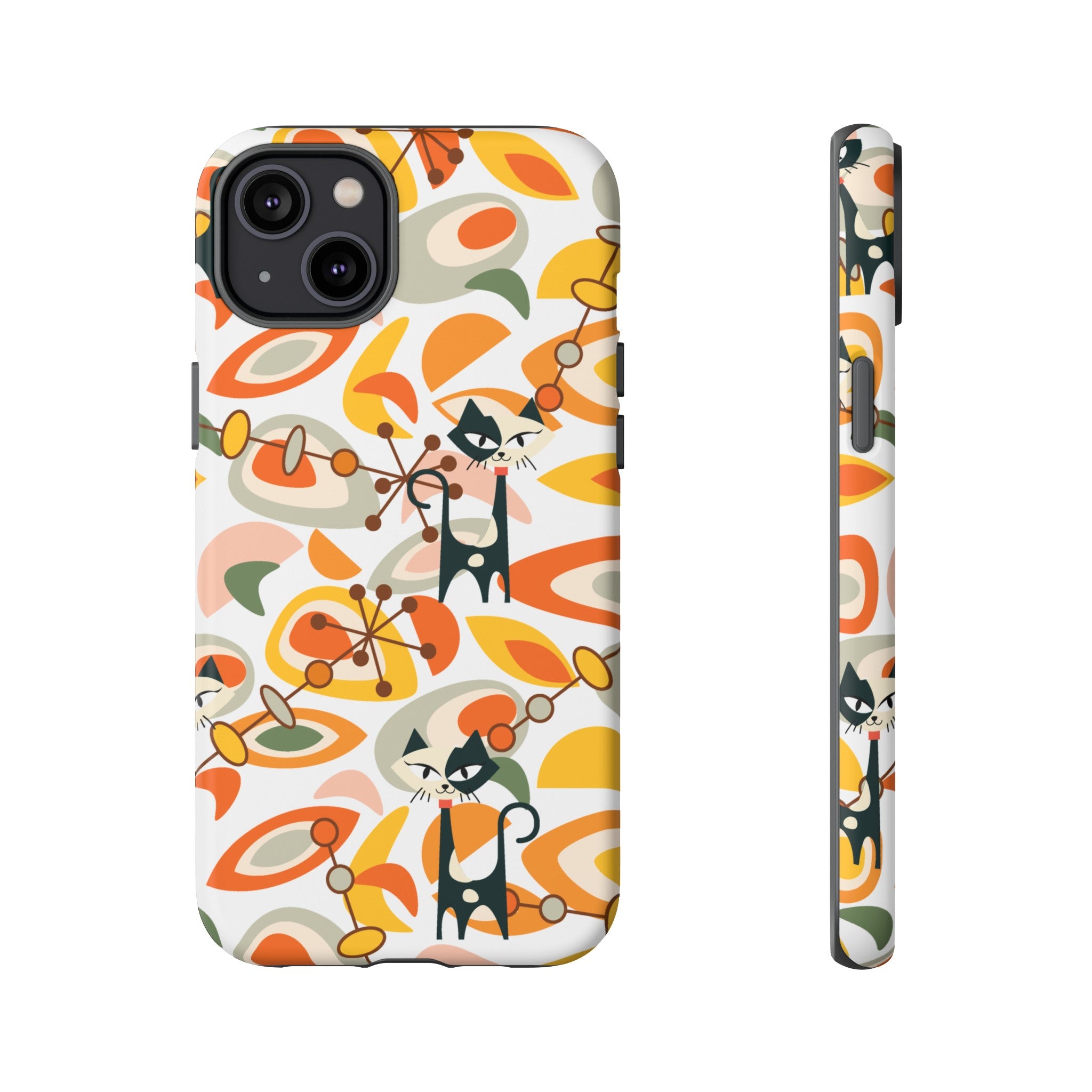 Atomic Cat Mid Mod Orange, Yellow, Groovy Cat Smart Phone Tough Cases