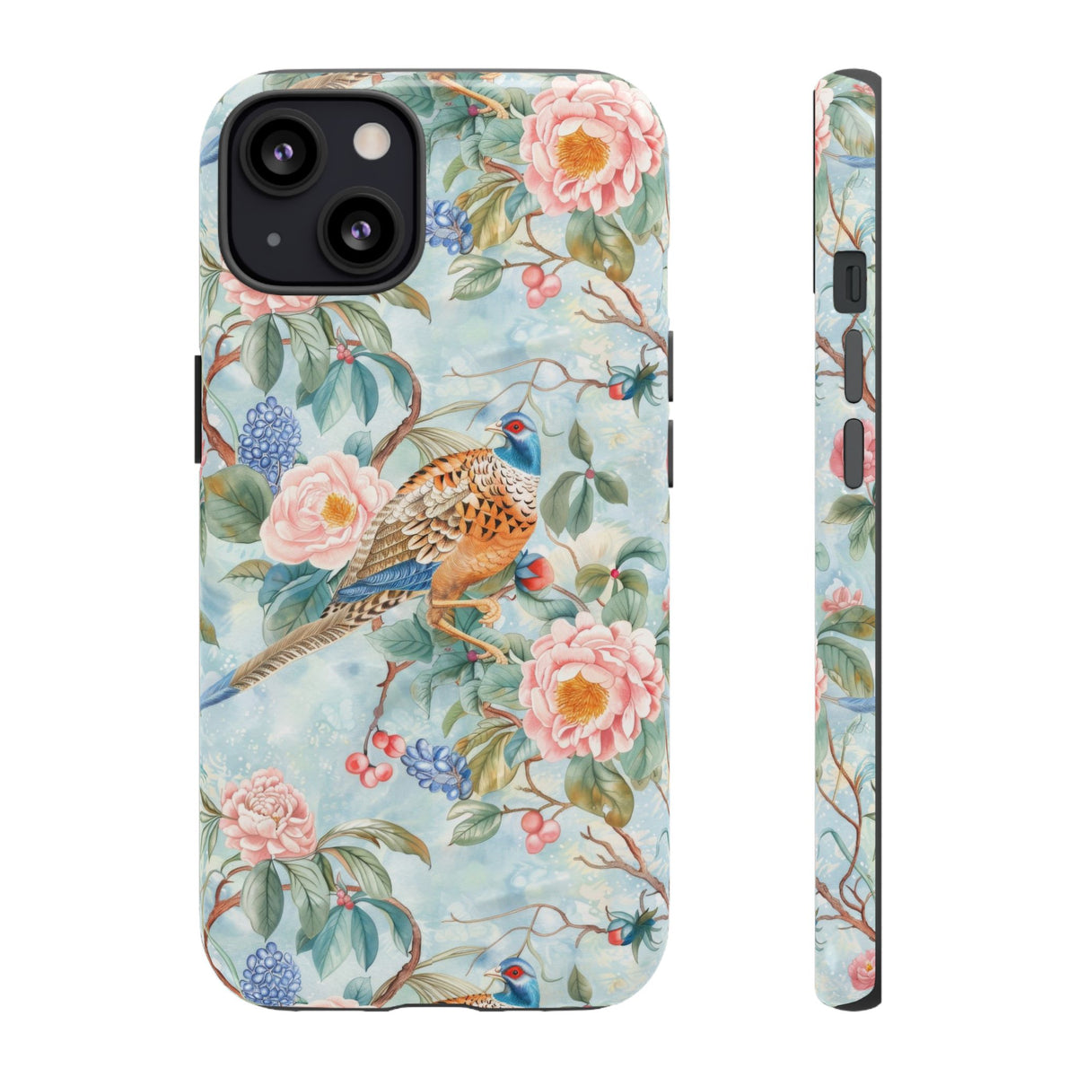 Chinoiserie Designed Floral Pheasant Phone Case with Bird Design