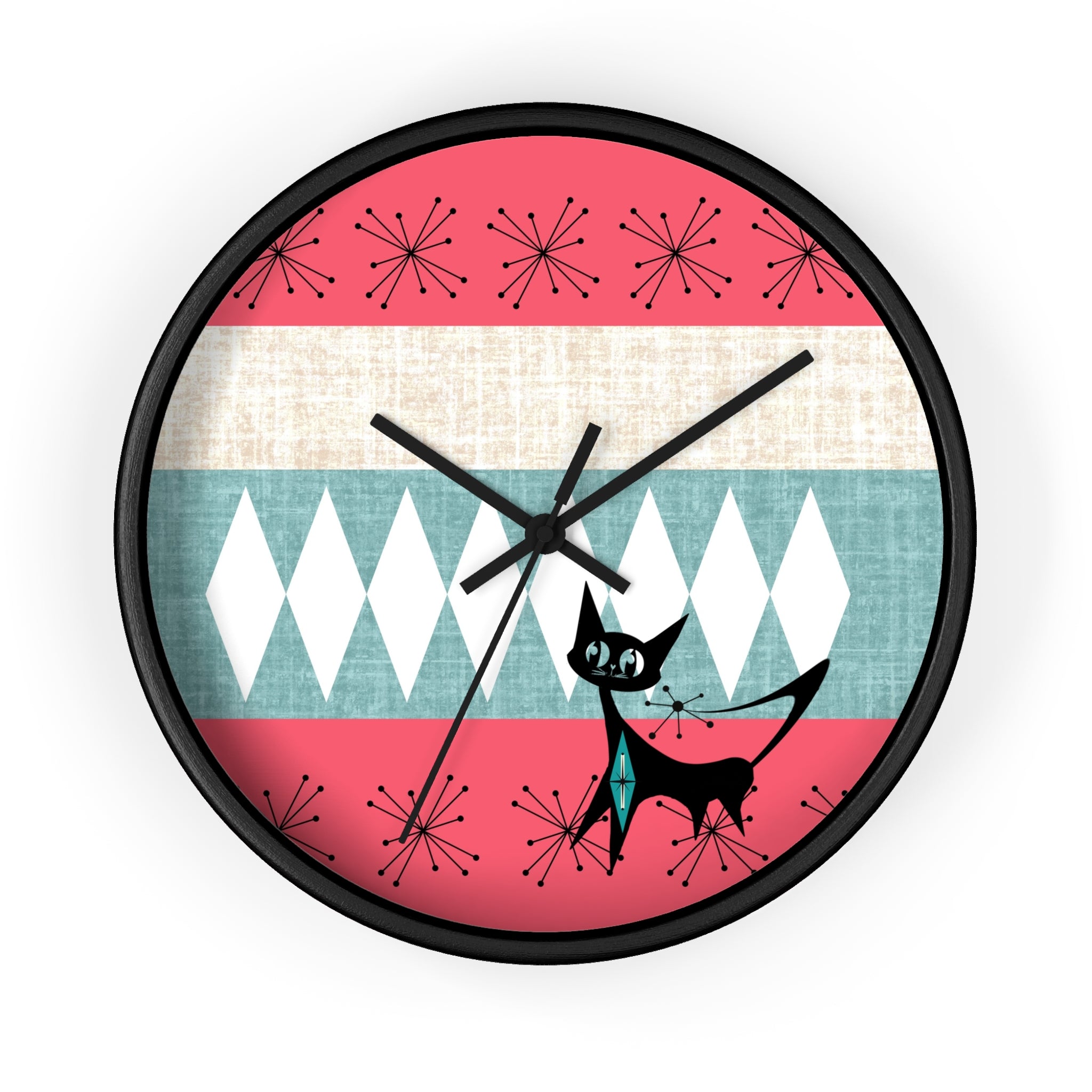 Atomic Cat, Mid Century Modern Retro Cat Wall Clock - Mid-Century Modern Timepiece - Mid Century Modern Gal
