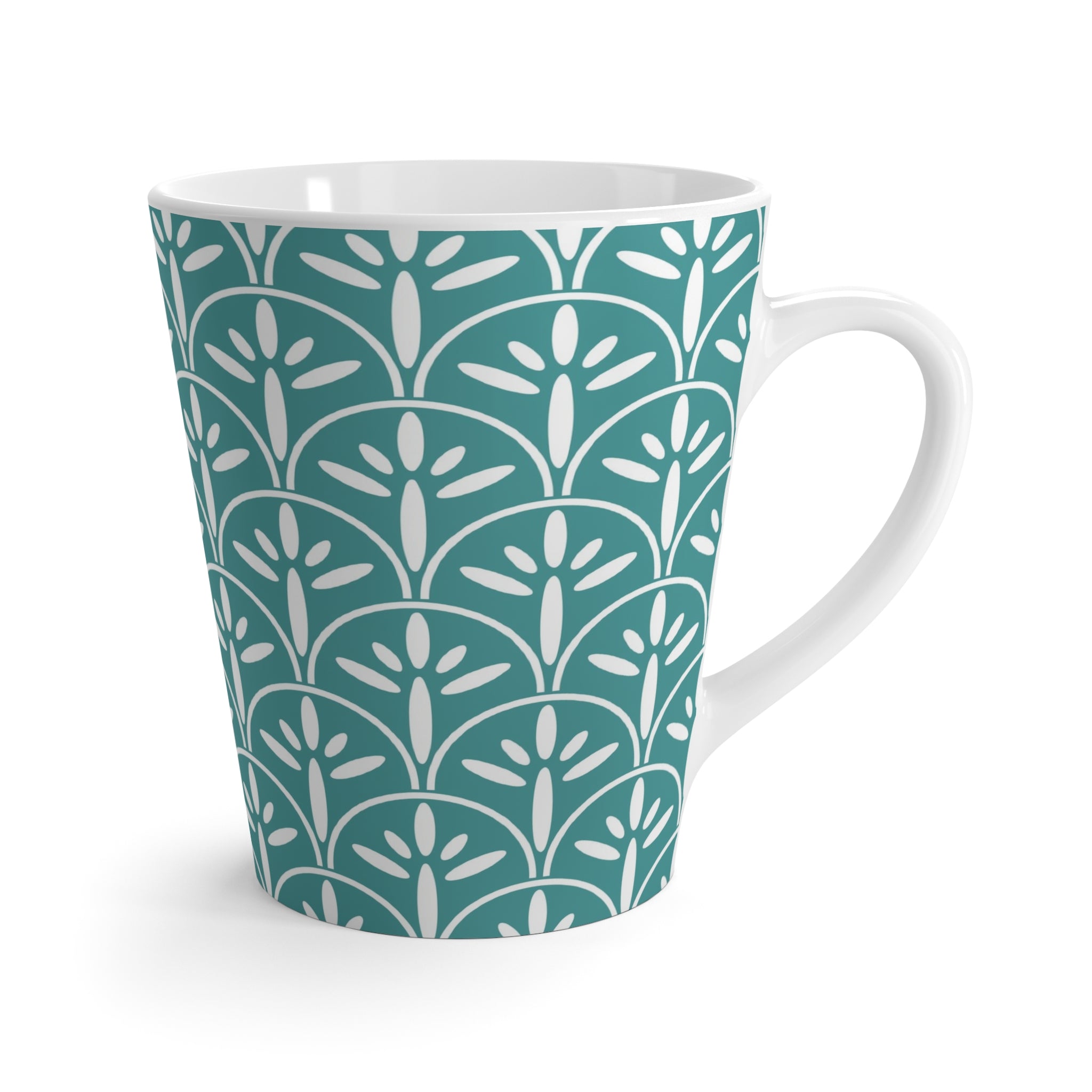 Art Deco Vintage Floral Latte Mug - Stylish Ceramic Cup for Coffee Lovers - Mid Century Modern Gal
