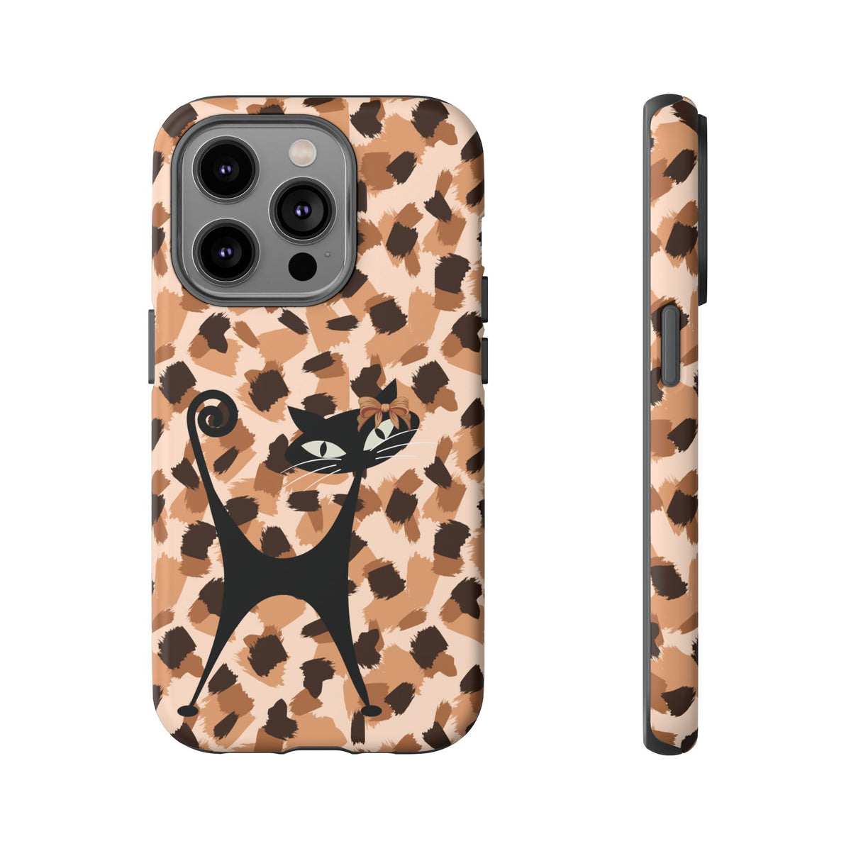 Mid Century Modern Atomic Cat, Animal Print Kitschy Trendy Smart Phone Tough Cases - Mid Century Modern Gal