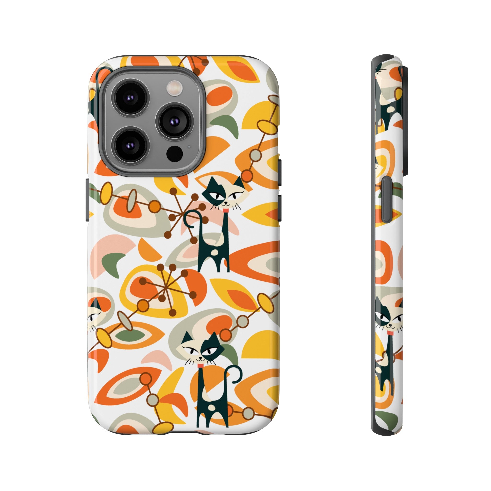 Atomic Cat Mid Mod Orange, Yellow, Groovy Cat Smart Phone Tough Cases