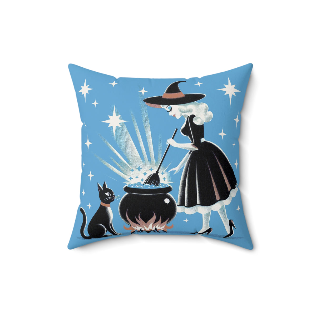 Witch's Brew Mid Century Modern Halloween Gothic Blue Pillow Cover and Insert - Mid Century Modern Gal