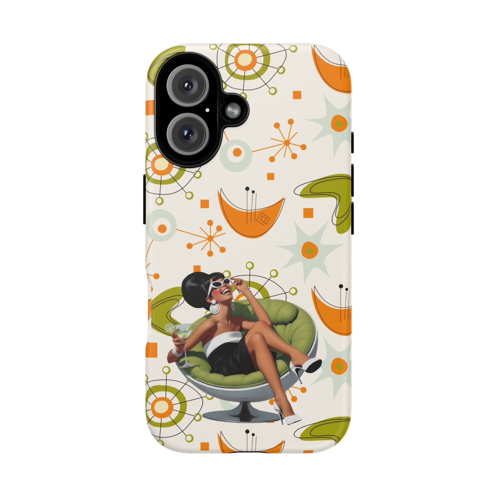 Mid Century Modern Atomic Starburst Mid Mod 60s Gal Retro Chic Tough Phone Case with Vintage Glamour Design