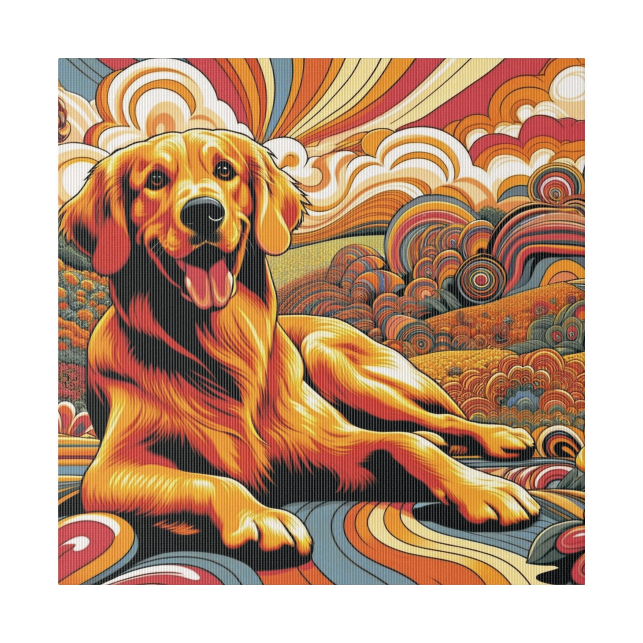 Golden Retriever Gift, Retro Wall Art, Groovy Hipster Style Mod, Golden Mom Dog Lover Wall Art - Mid Century Modern Gal