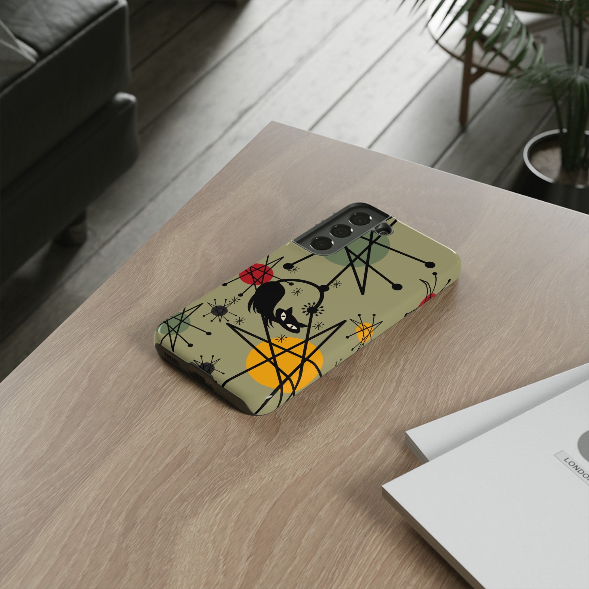 Mid Century Modern Atomic Cat, Retro Chic Groovy Mod Samsung, Smart Phone Tough Cases - Mid Century Modern Gal