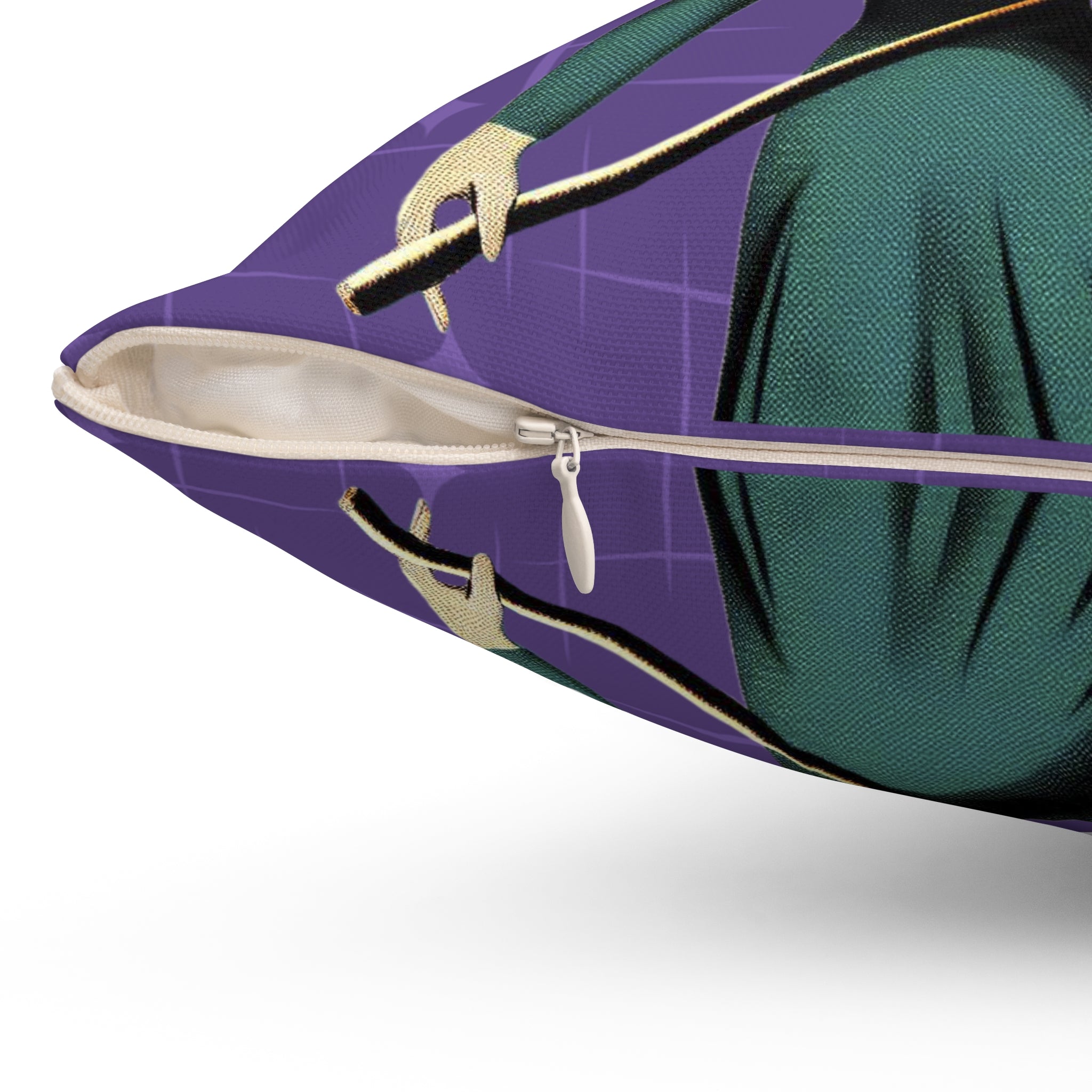 Mid Century Modern Vintage Pin Up Witch Halloween Purple Teal Halloween Pillow Cover and Insert - Mid Century Modern Gal