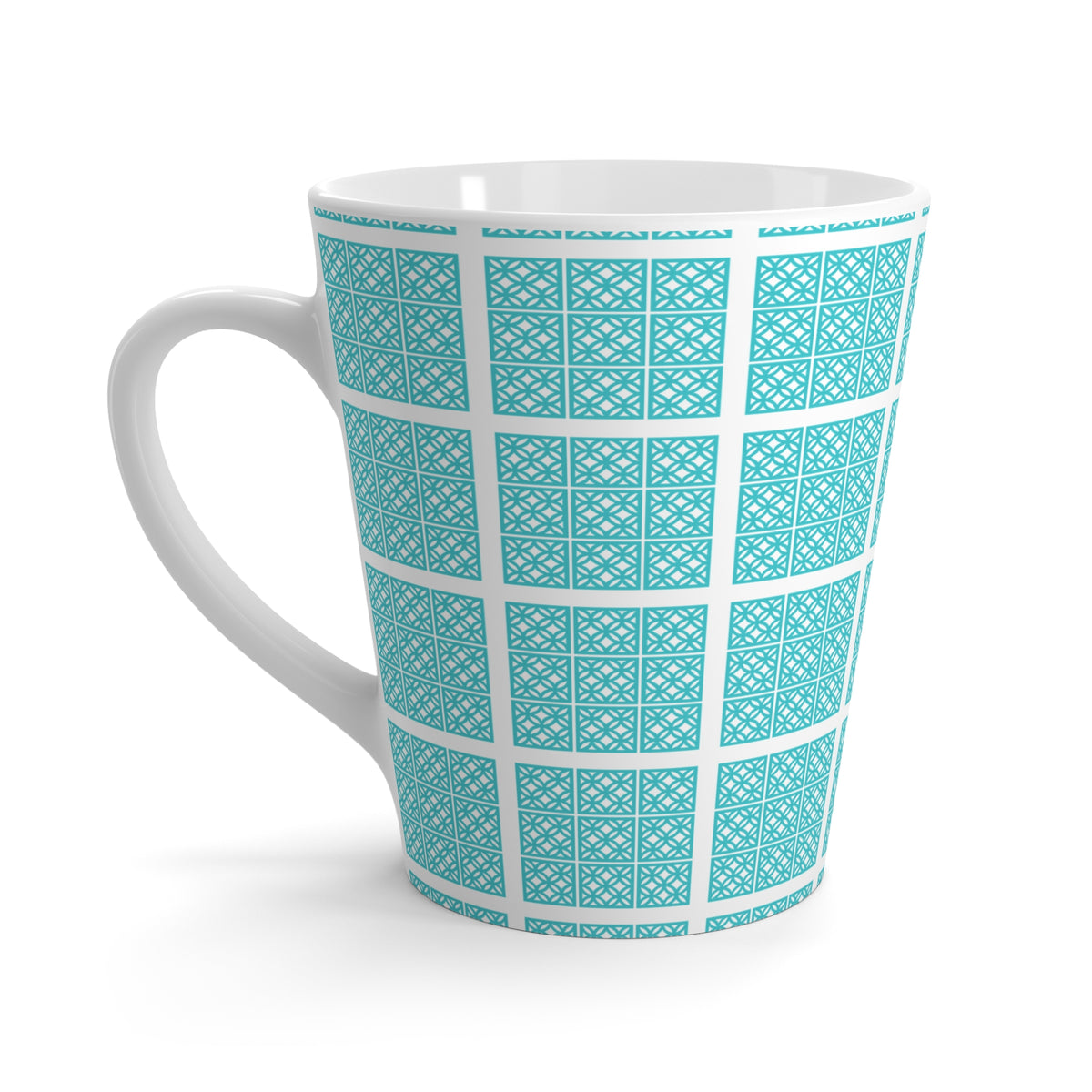 Mid Century Modern Breeze Block Blue, Kitschy Mod Latte Mug - Perfect for Coffee Lovers & Gift Giving - Mid Century Modern Gal