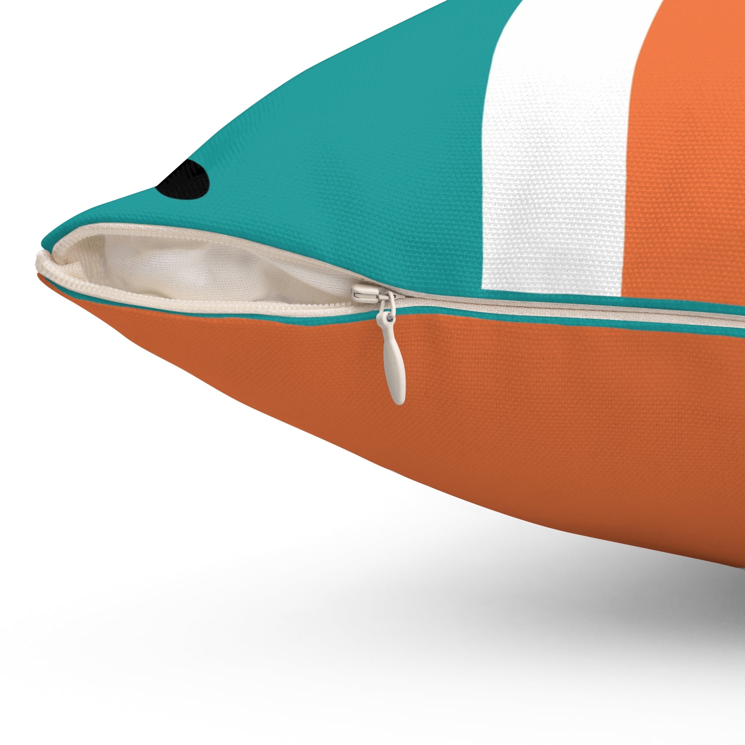 Atomic Space Kittie, Mid Century Modern Orange, Teal, White, Linear Lines, MCM Pillow And Cover - Mid Century Modern Gal