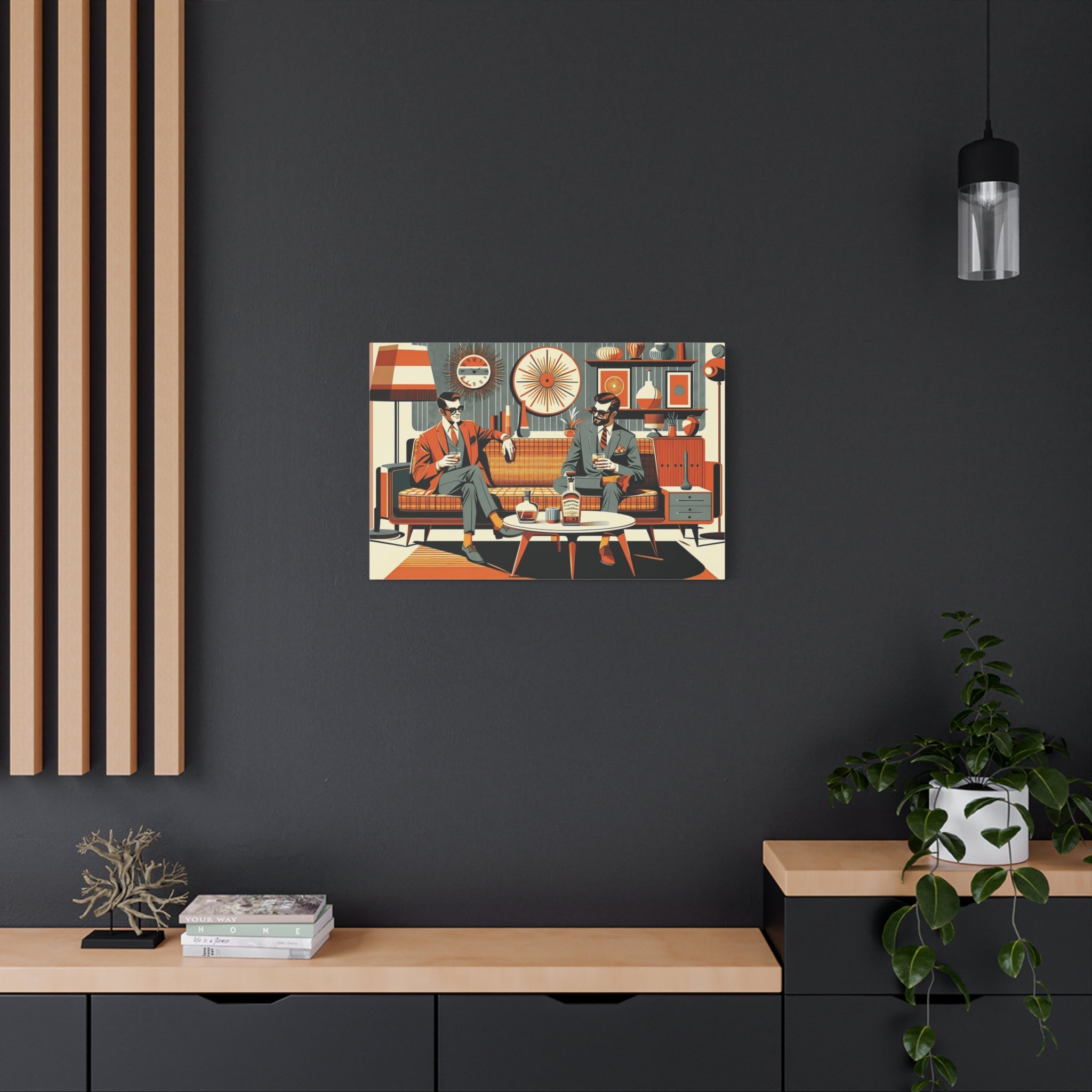 Mid Century Modern Mod Dude, Gay Male Couple Drinking Bourbon, MCM Art - Mid Century Modern Gal