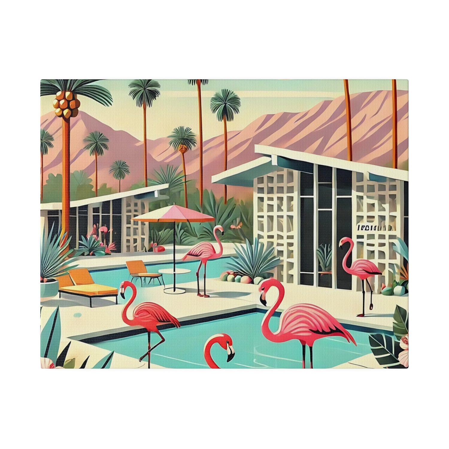 50s Mid Century Modern Wall Art, Palm Springs Flamingo Breeze Block MCM Art - Mid Century Modern Gal